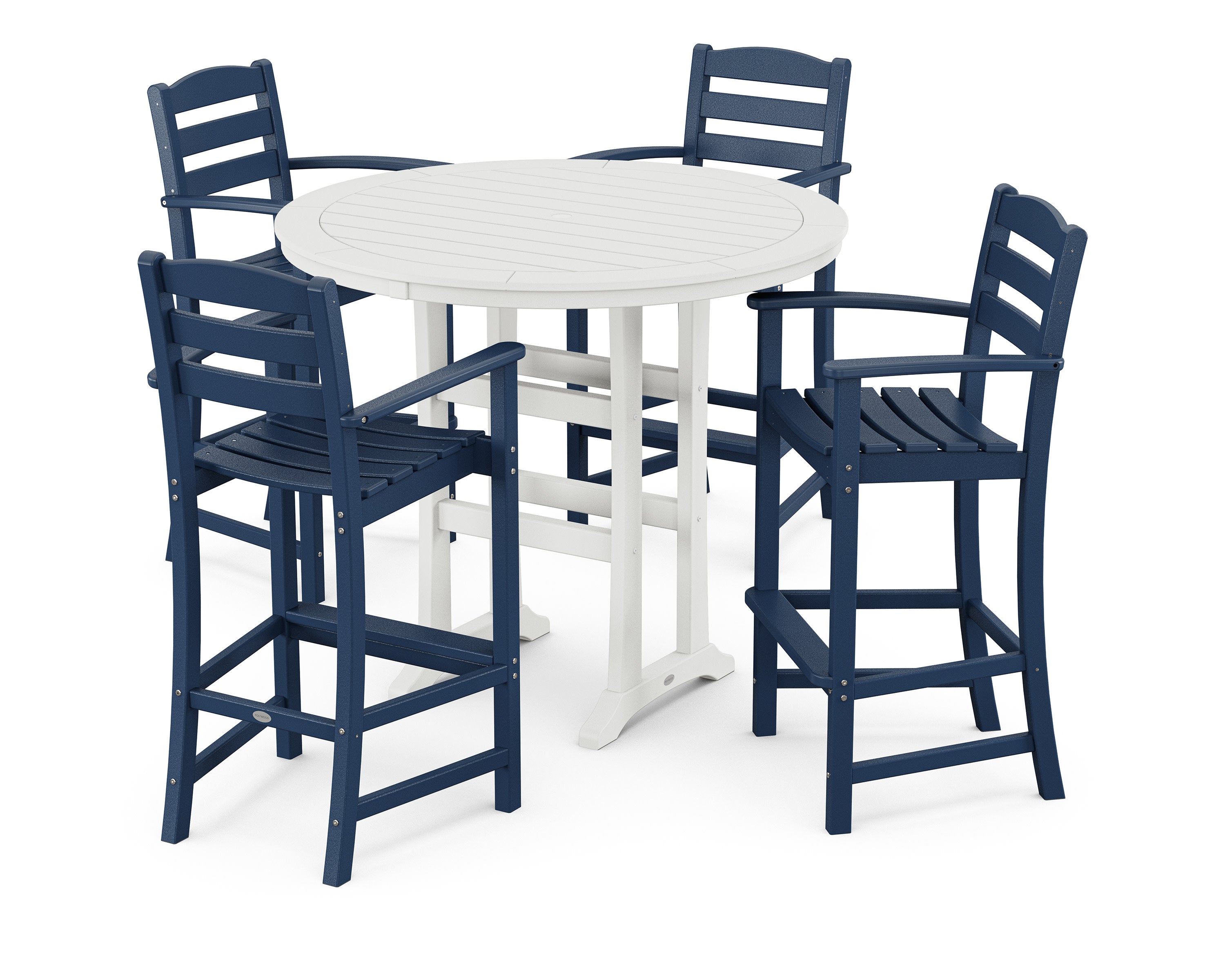 La Casa Caf 5-Piece Bar Dining Set in Navy / White