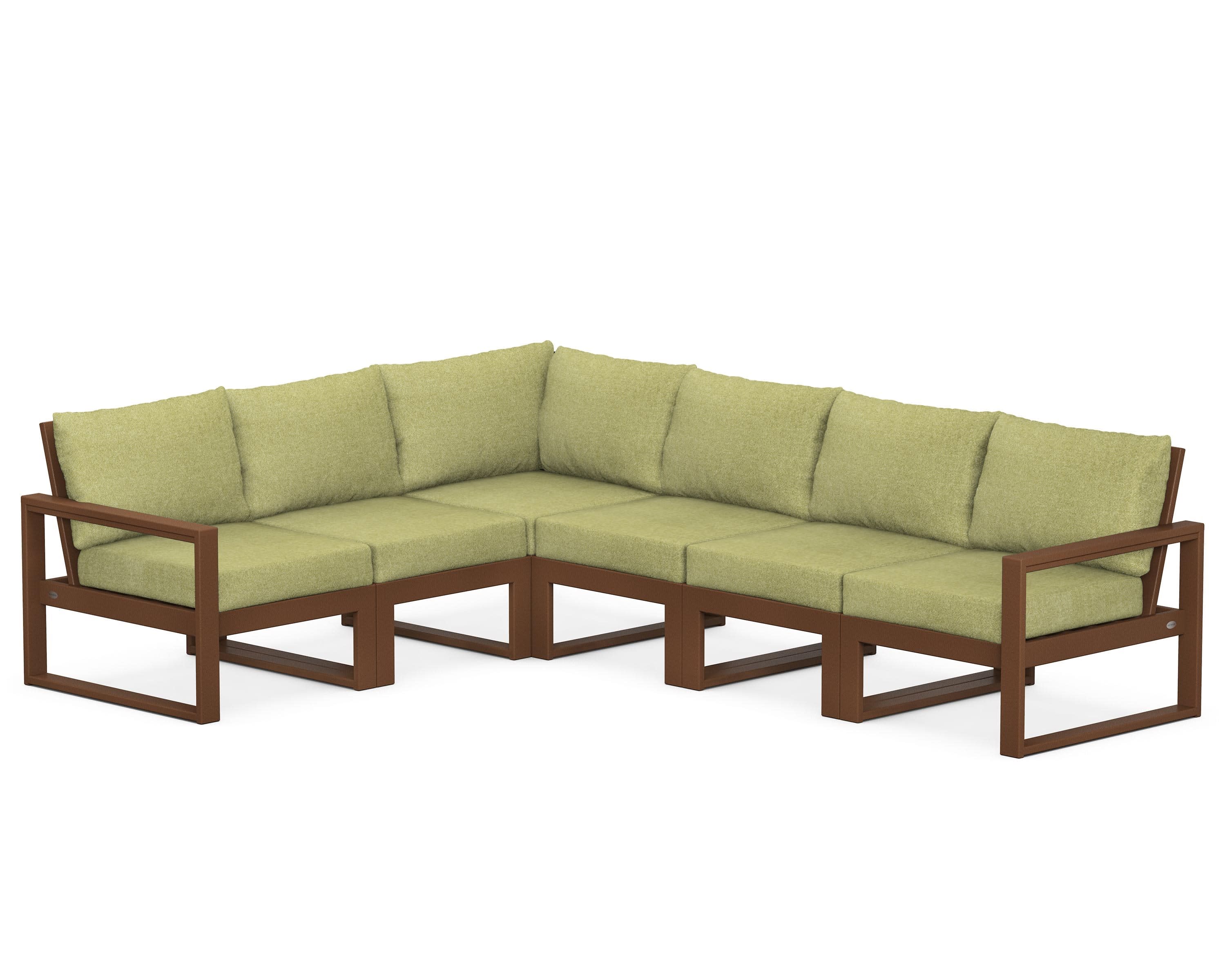 EDGE 6-Piece Modular Deep Seating Set in Teak / Chartreuse Boucle