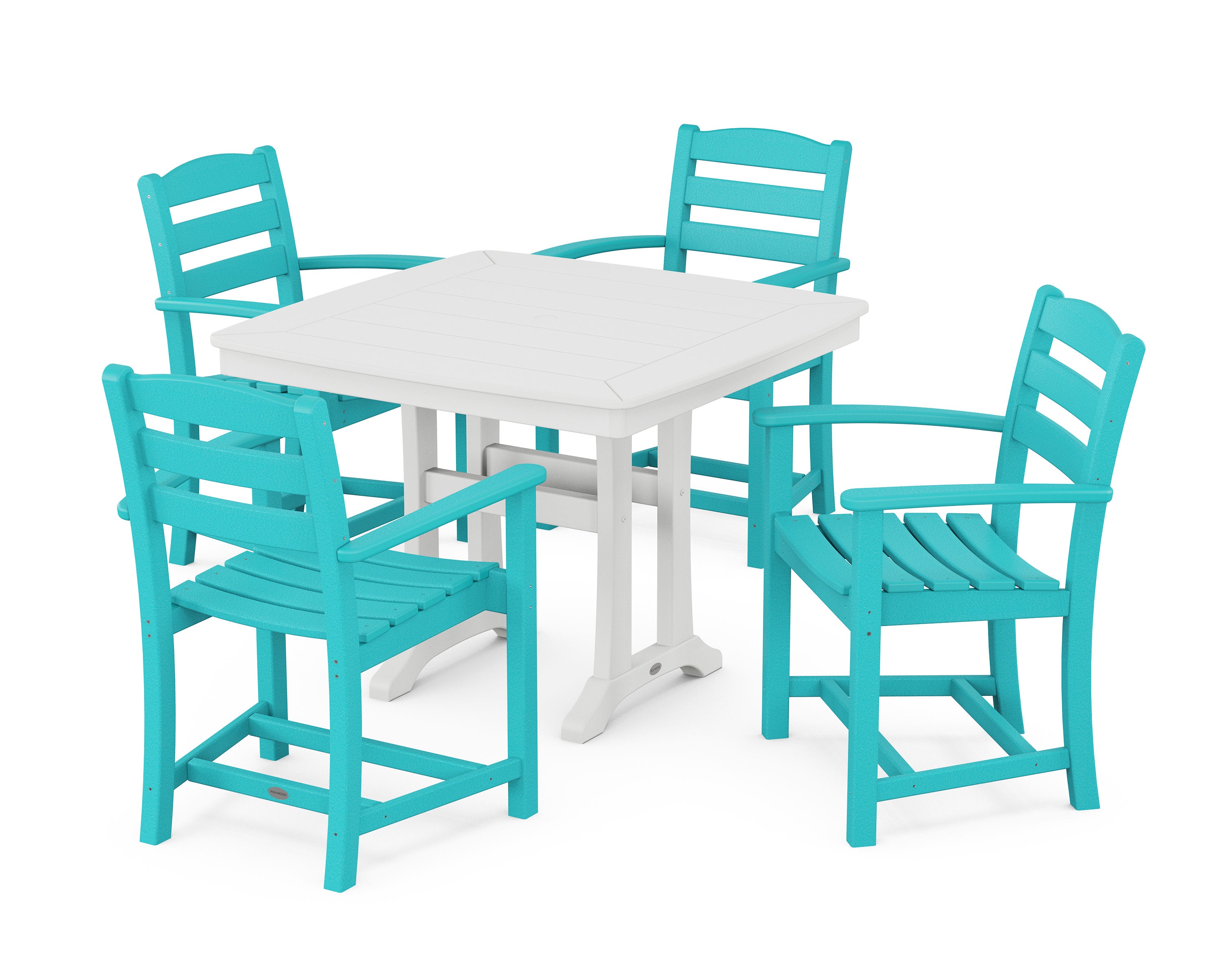 La Casa Caf 5-Piece Dining Set with Trestle Legs in Aruba / White