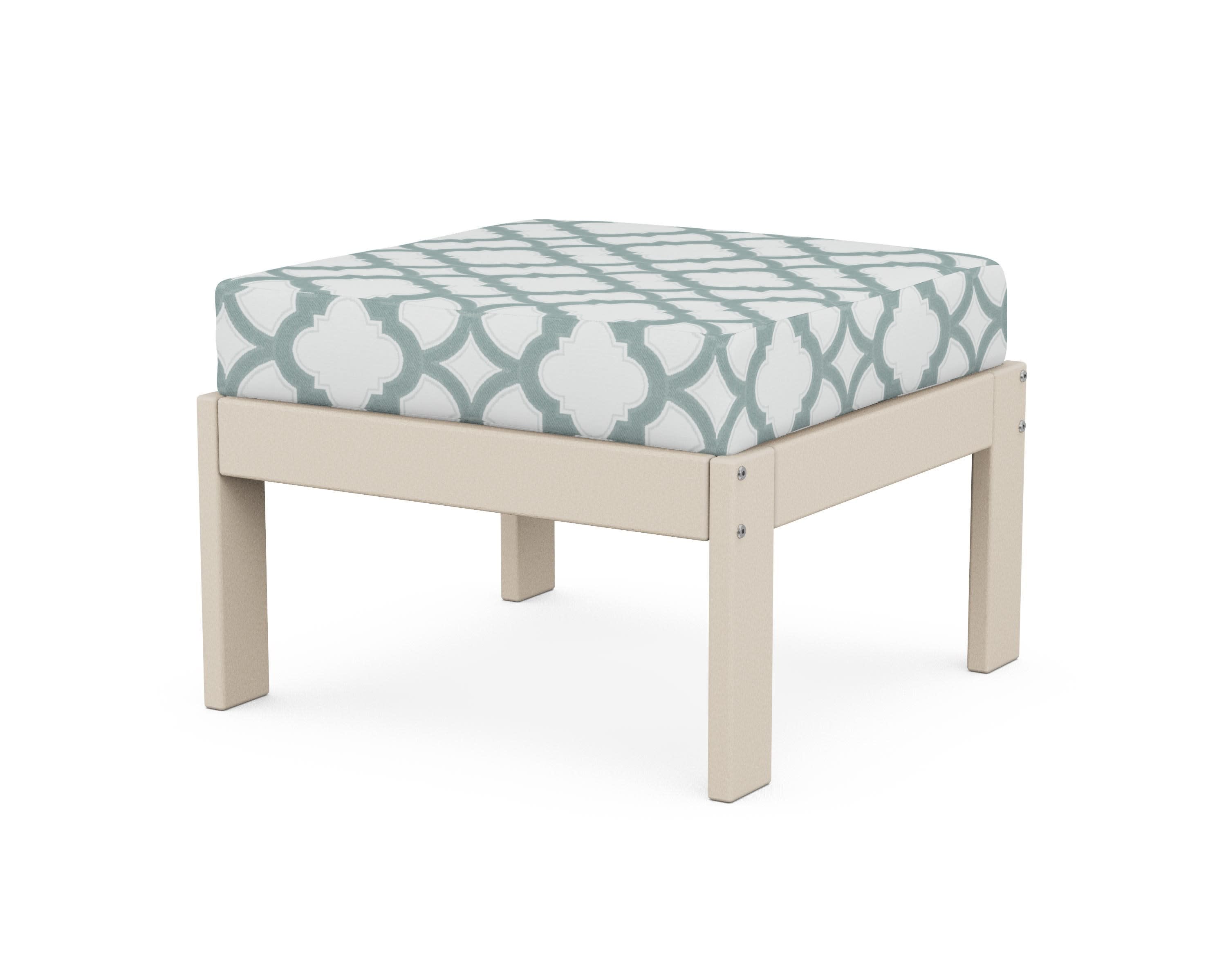 Vineyard Modular Ottoman in Sand / Trellis Glacier Spa