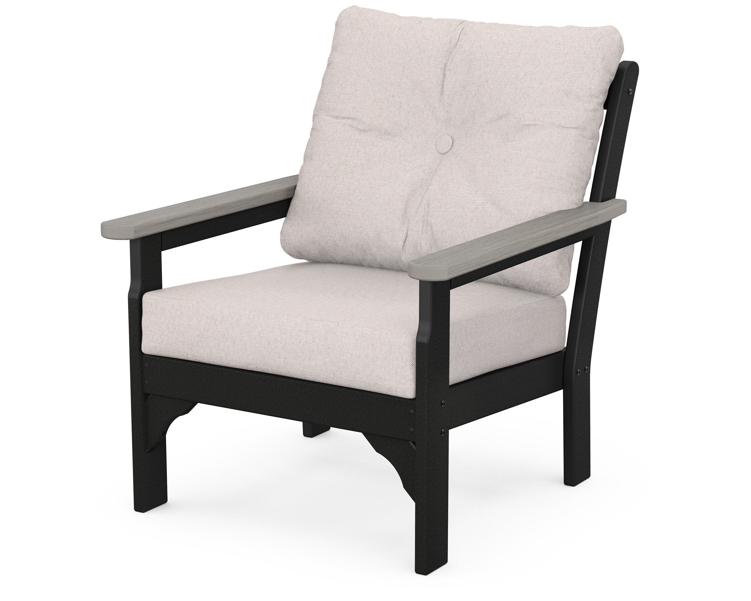 Vineyard Deep Seating Chair in Black / Driftwood / Dune Burlap