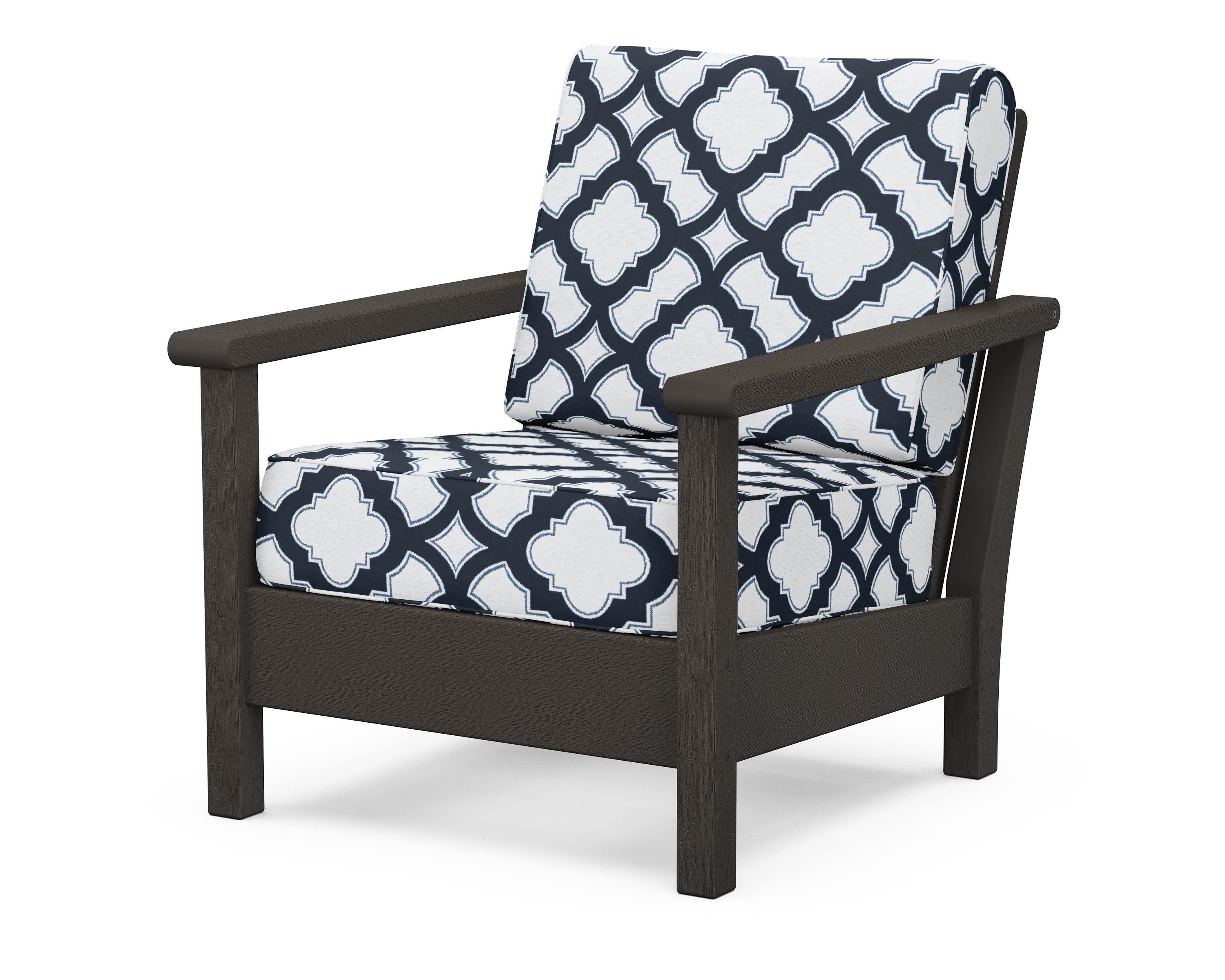 Harbour Deep Seating Chair in Vintage Coffee / Trellis Marine Indigo