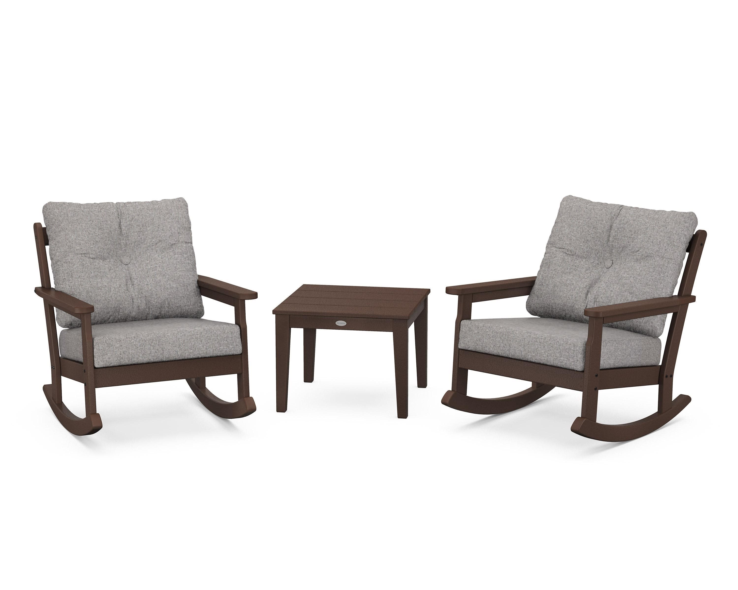 Vineyard 3-Piece Deep Seating Rocker Set in Mahogany / Grey Mist