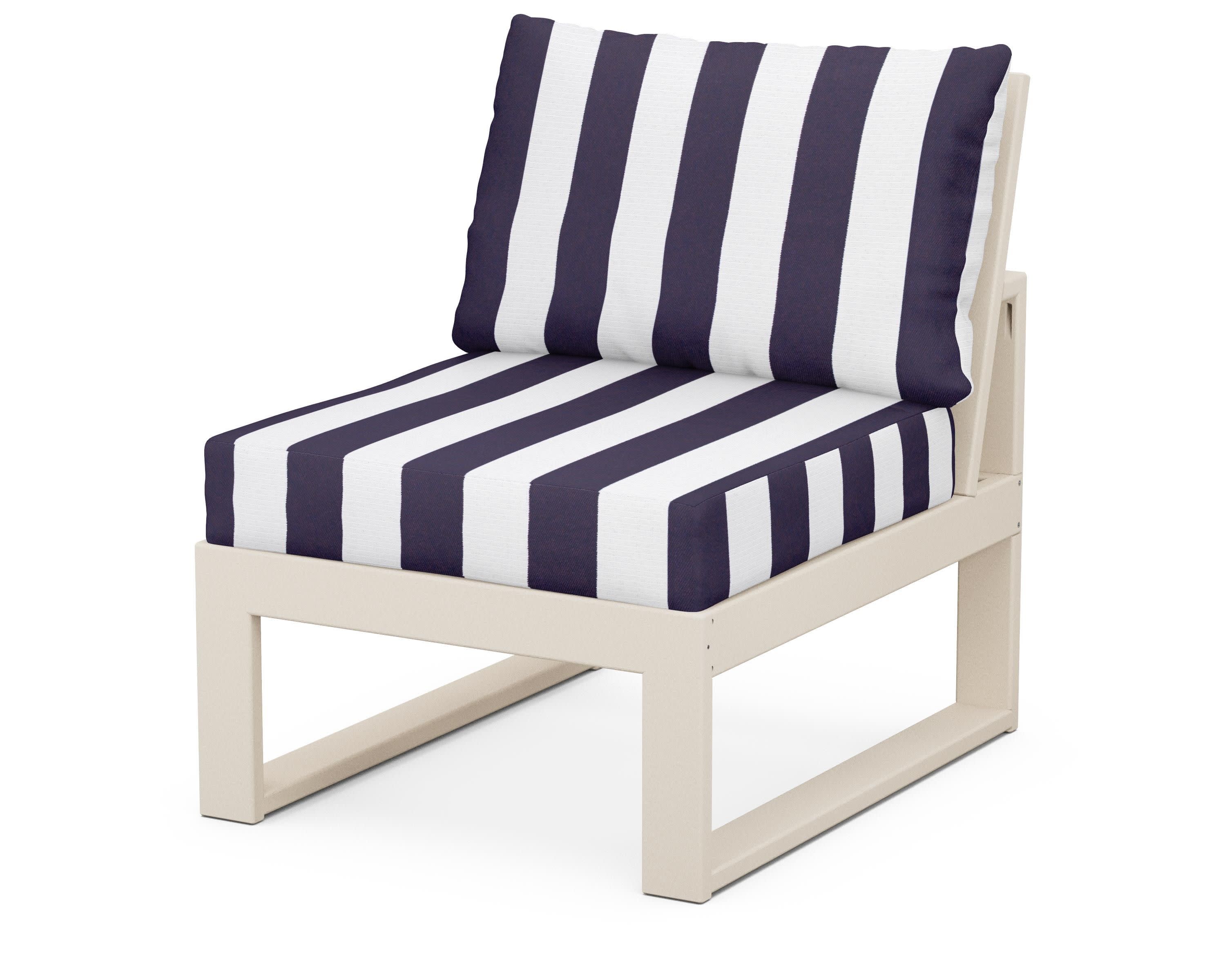 Modular Armless Chair in Sand / Cabana Stripe Navy