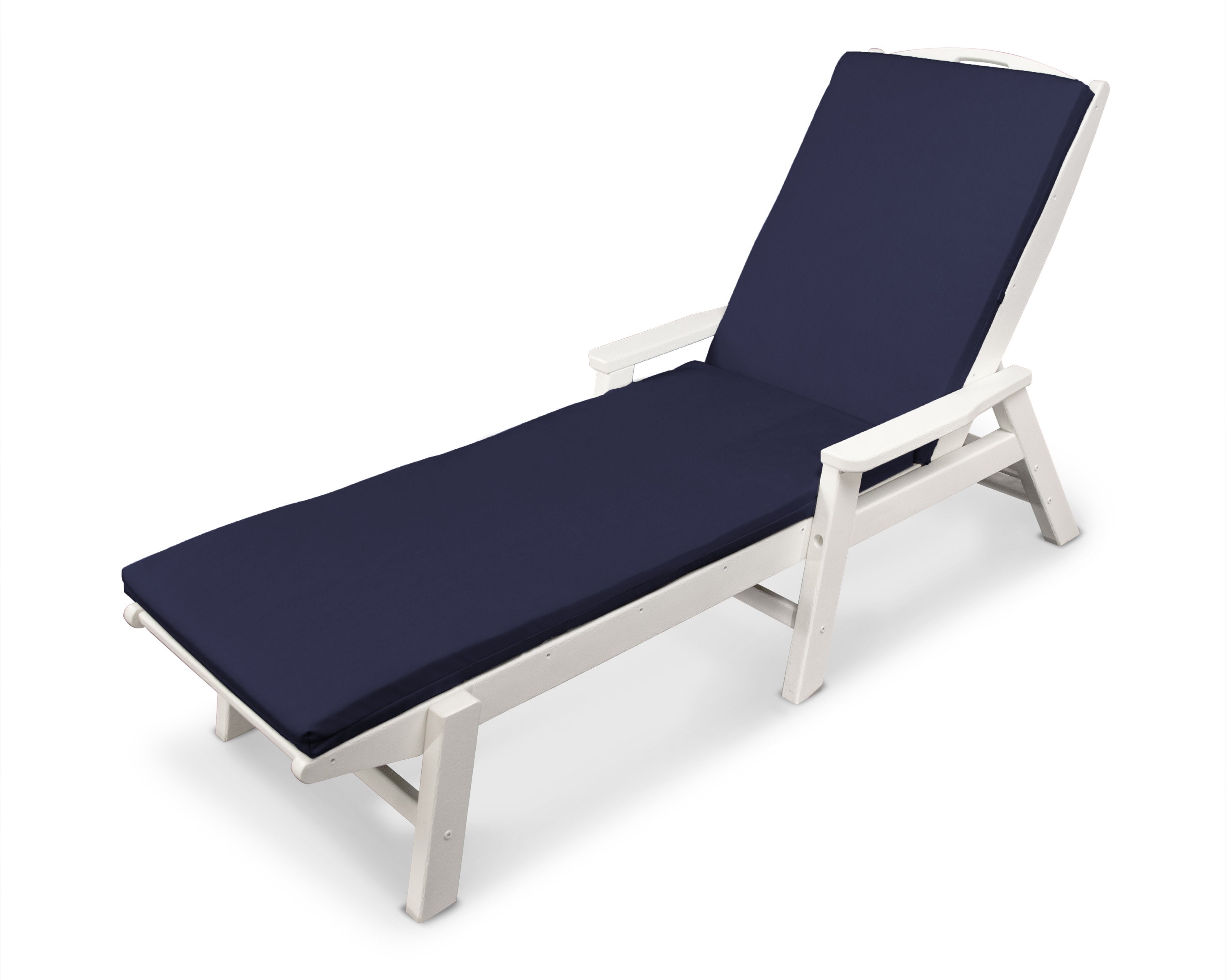 Nautical Chaise with Arms and Ateeva Cushion in White / Navy