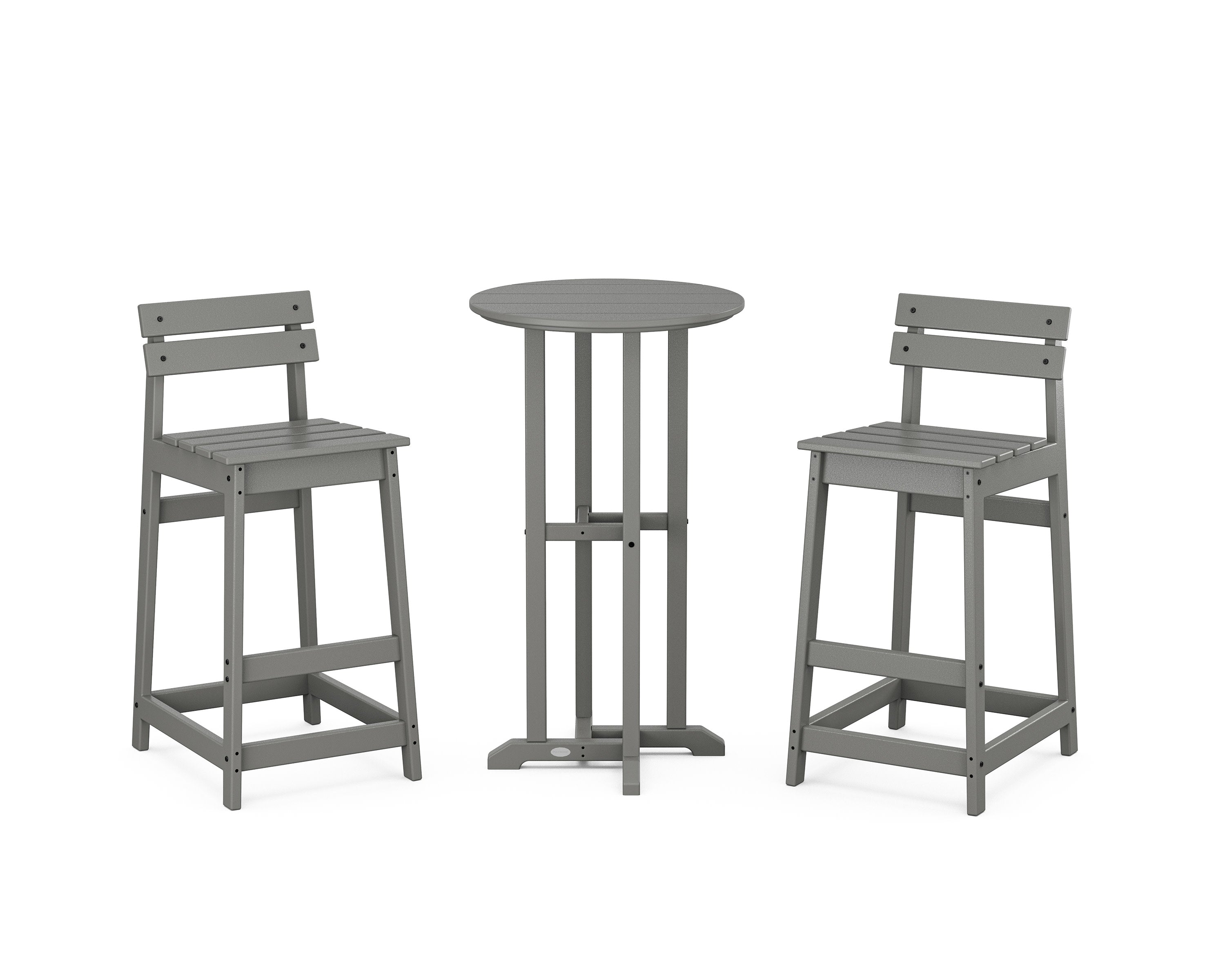 Modern Studio Plaza Lowback Bar Chair 3-Piece Bistro Set in Slate Grey