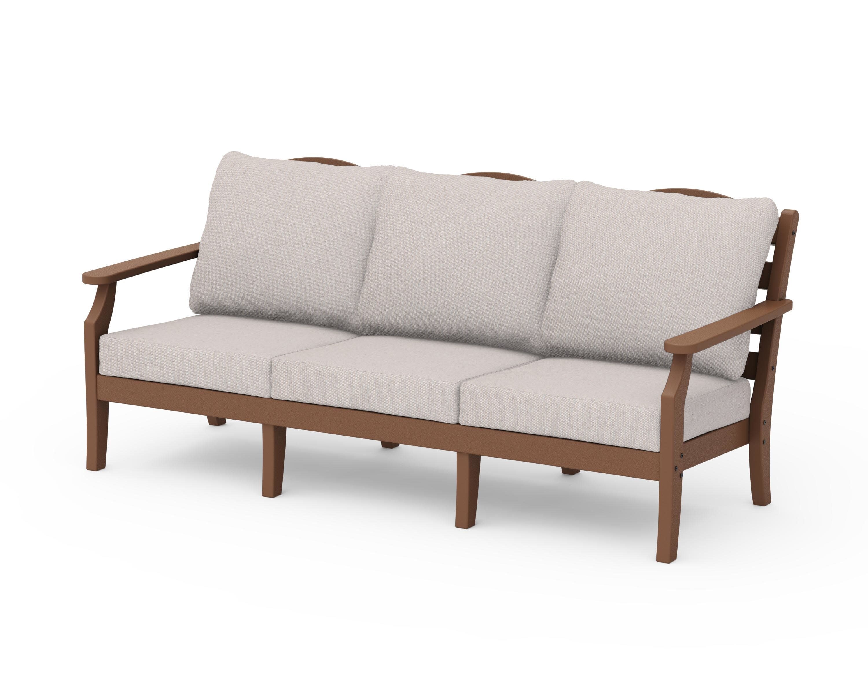Savannah Deep Seating Sofa in Teak / Dune Burlap