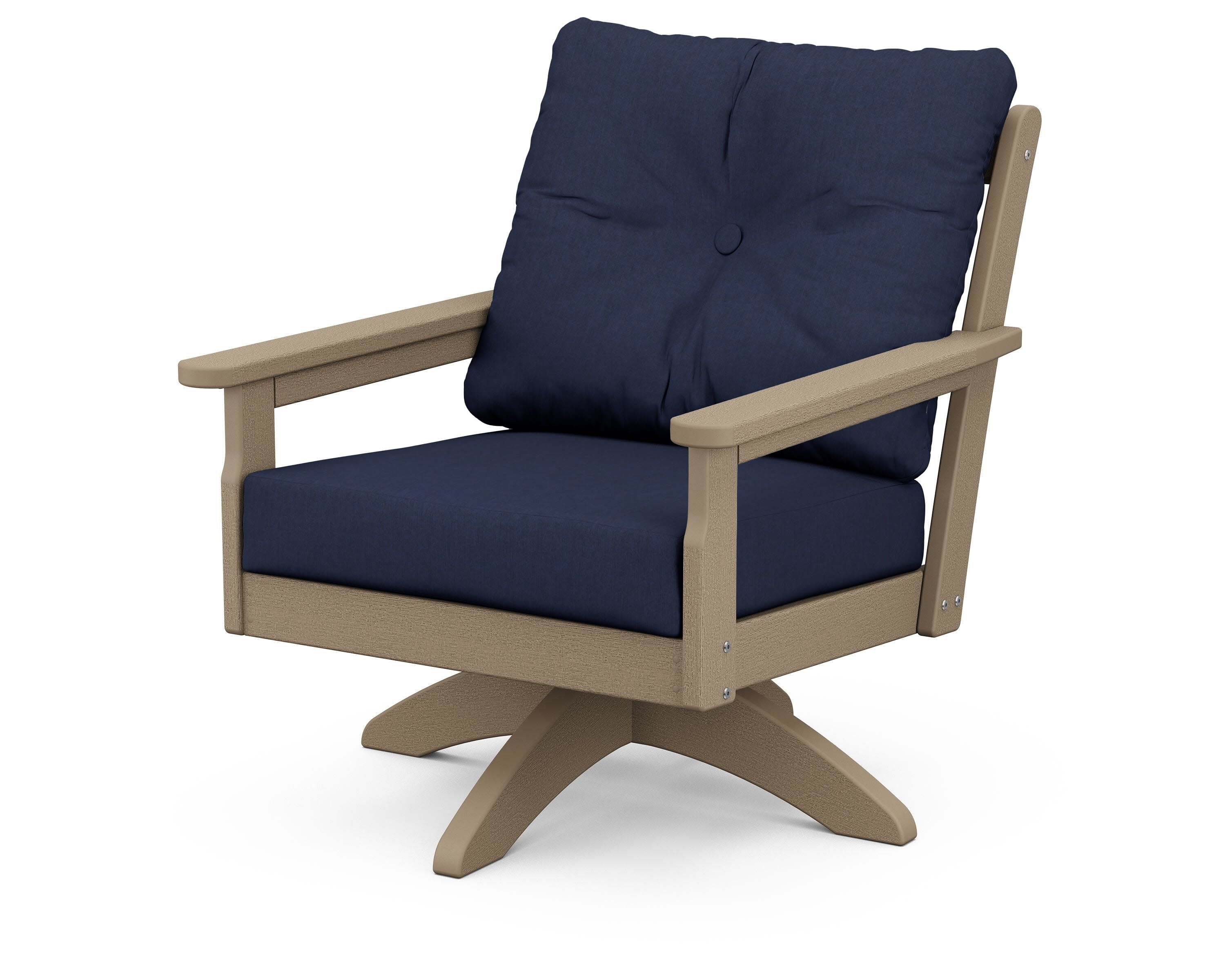 Vineyard Deep Seating Swivel Chair in Vintage Sahara / Spectrum Indigo