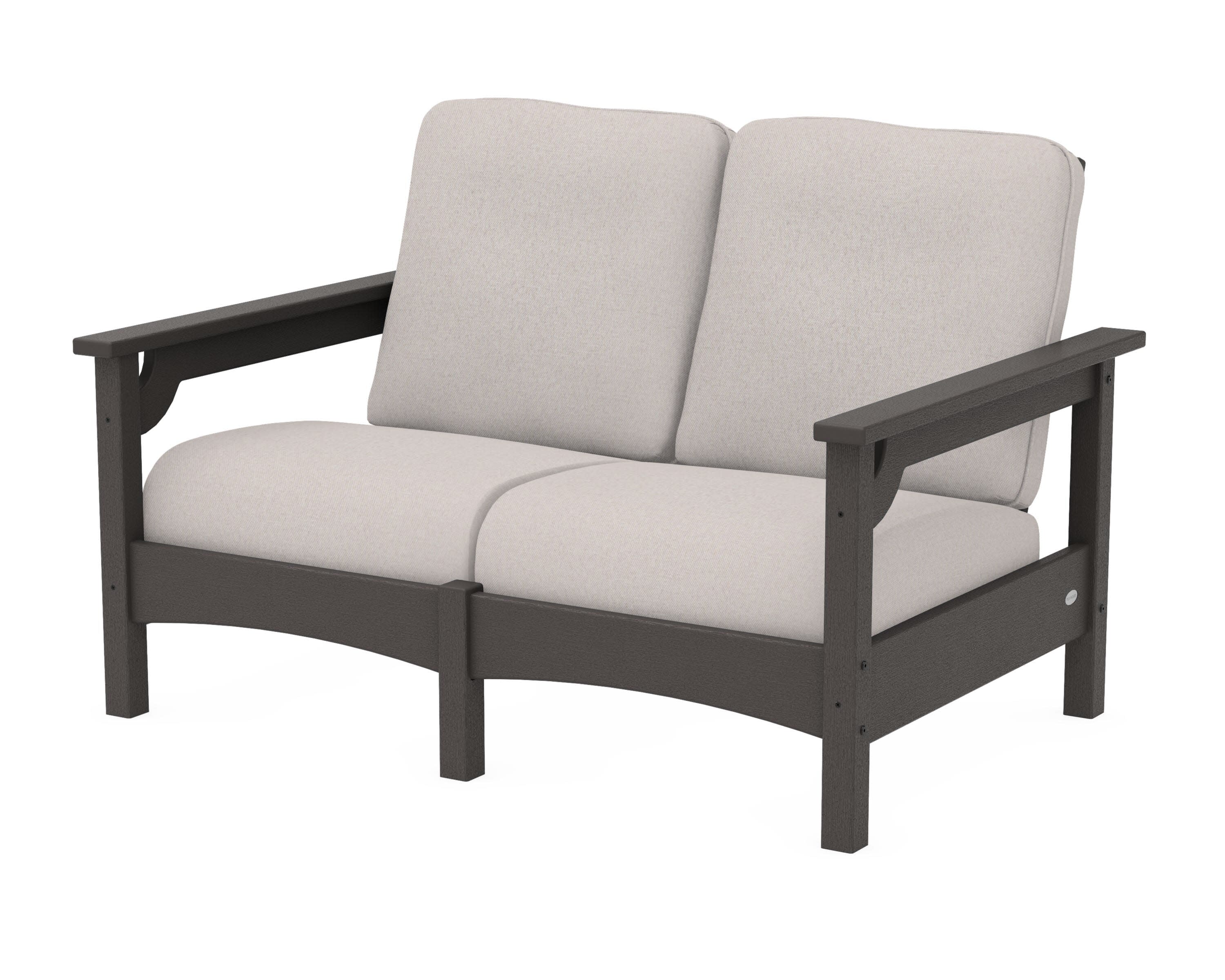 Club Loveseat in Vintage Coffee / Dune Burlap