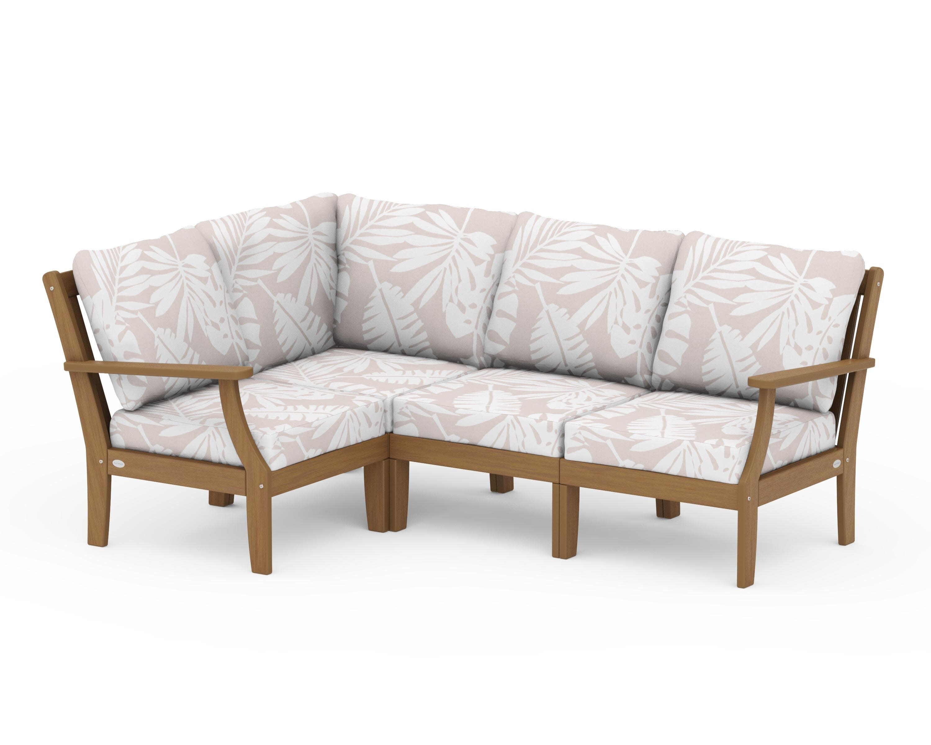 Braxton Modular 4-Piece Deep Seating Set in Natural / Leaf Dune Burlap