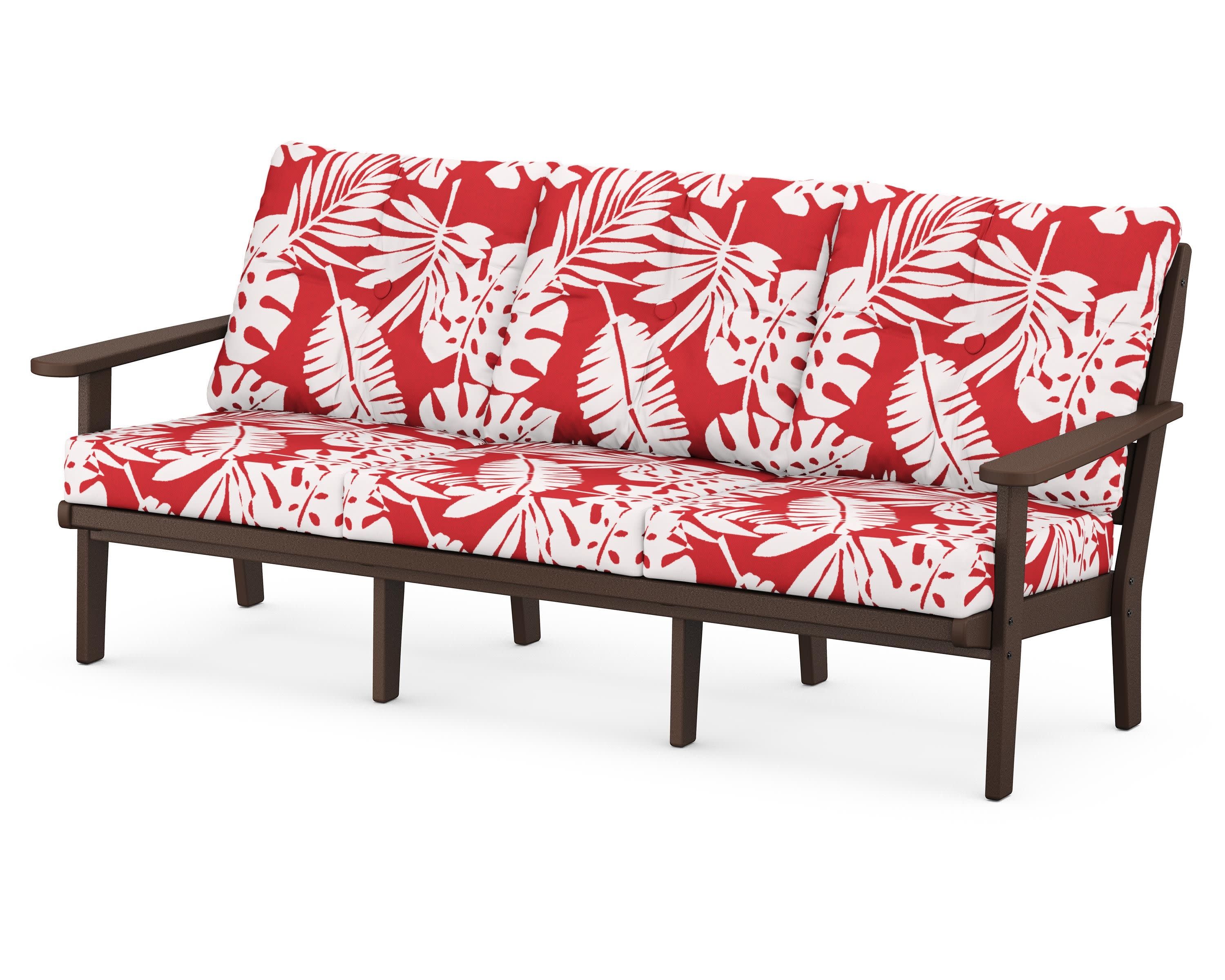 Lakeside Deep Seating Sofa in Mahogany / Leaf Crimson