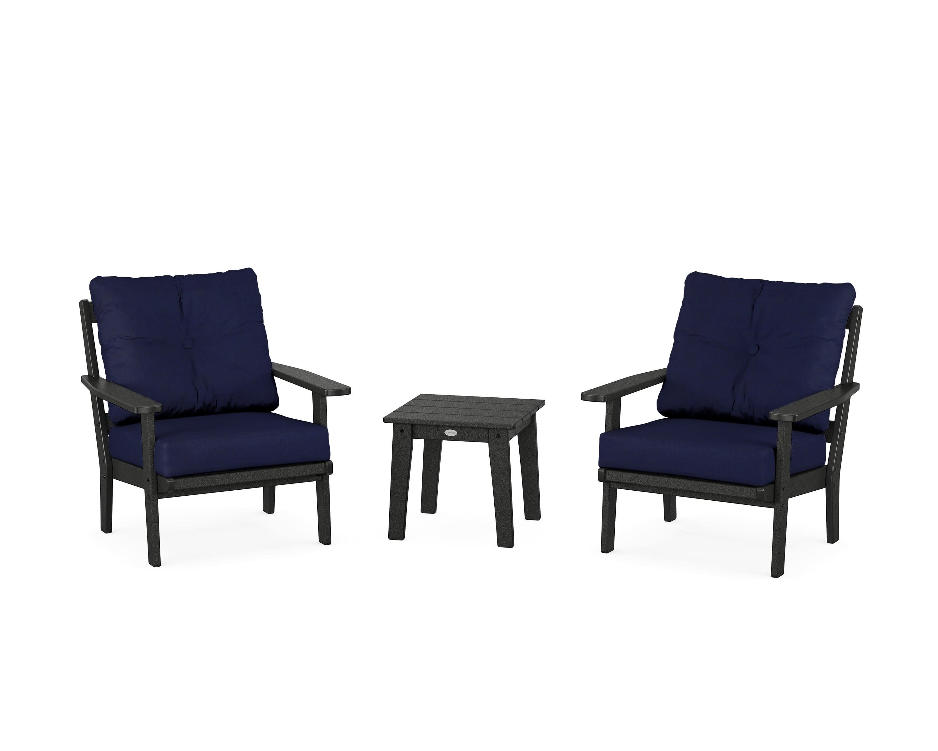 Prairie 3-Piece Deep Seating Set in Black / Navy