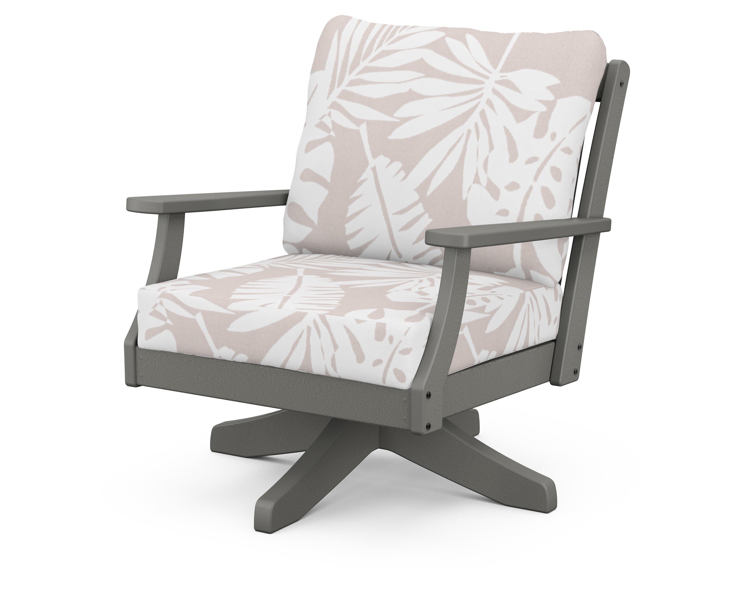 Braxton Deep Seating Swivel Chair in Slate Grey / Leaf Dune Burlap