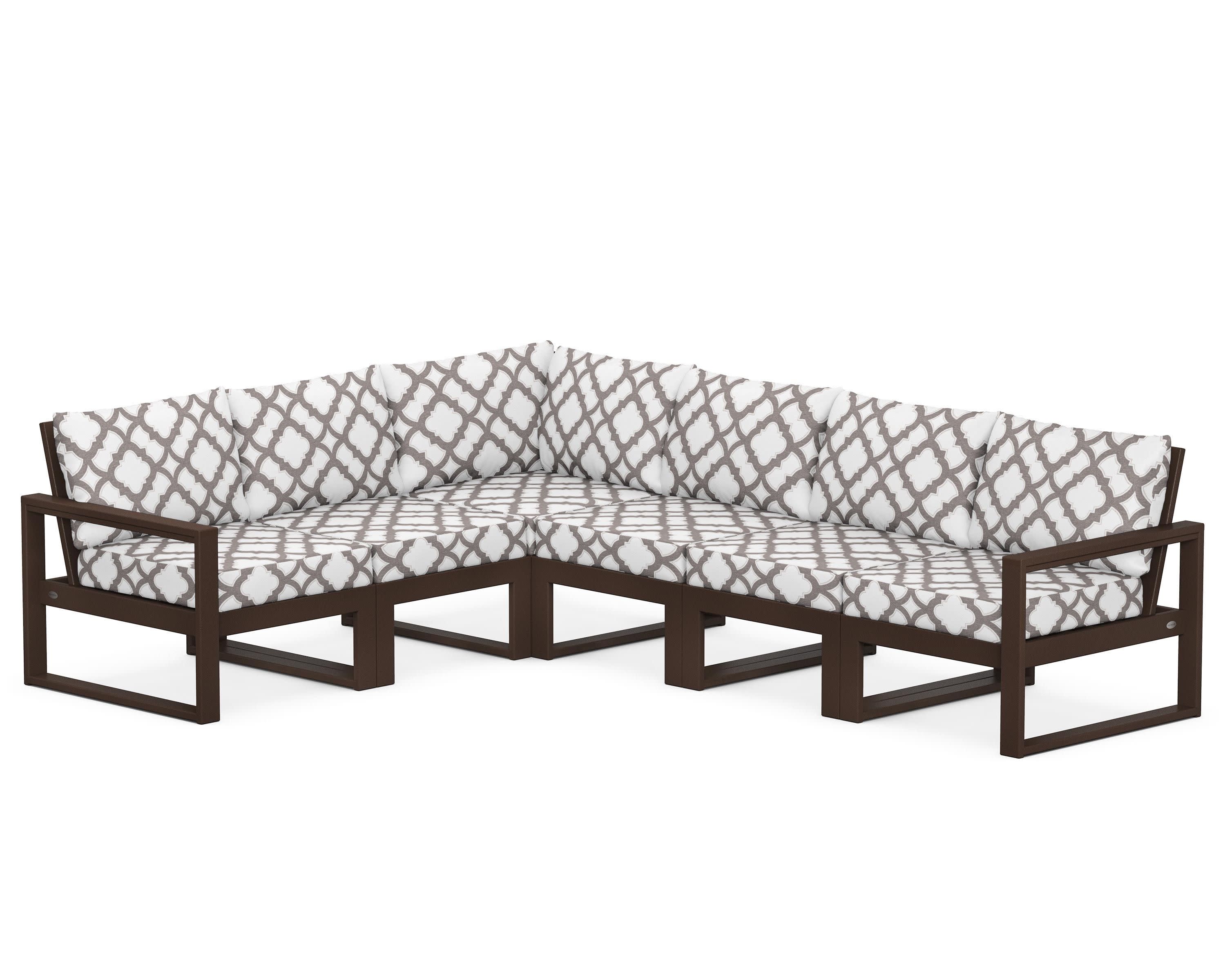 EDGE 6-Piece Modular Deep Seating Set in Mahogany / Trellis Grey Mist