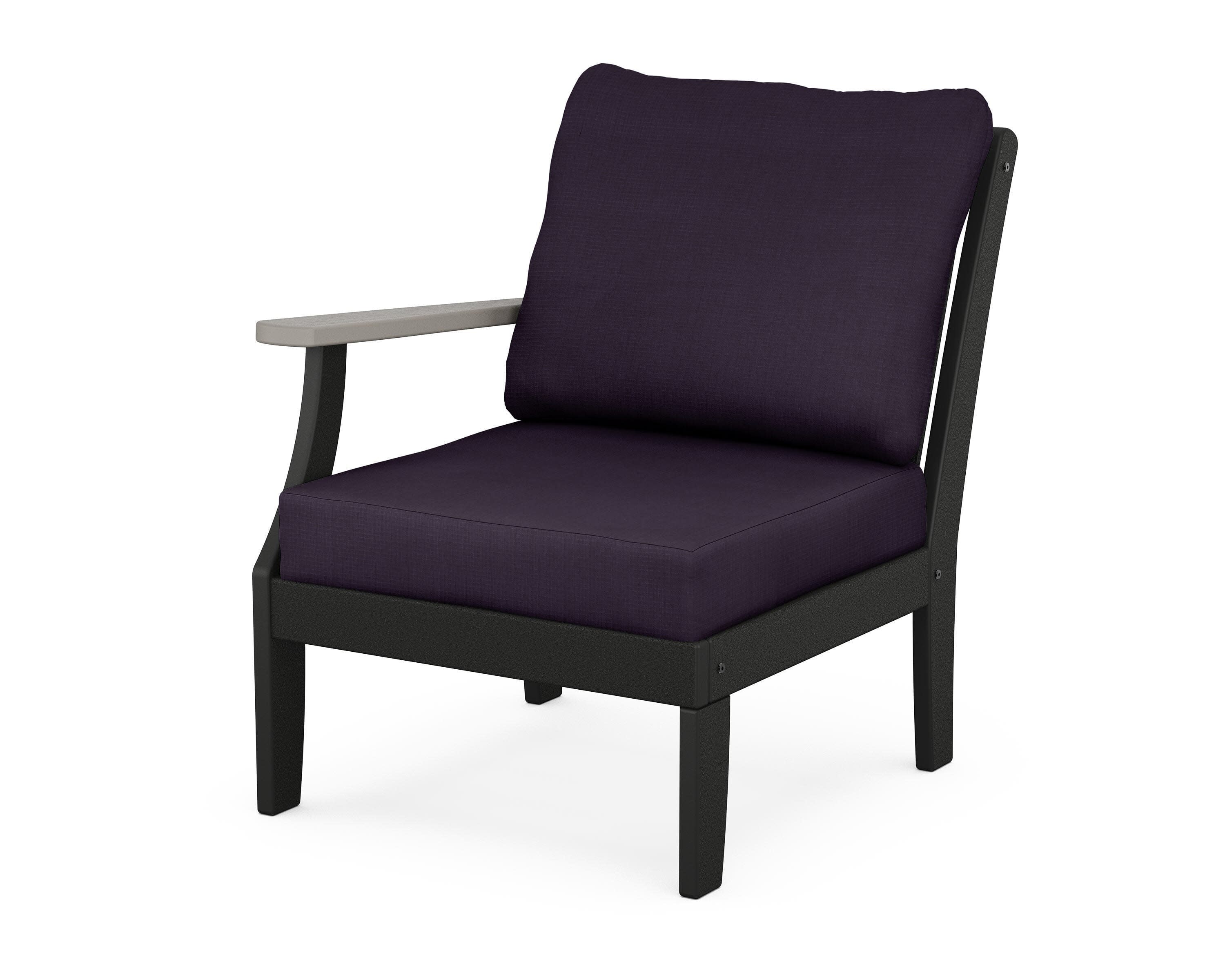 Braxton Modular Left Arm Chair in Black / Driftwood / Navy Linen