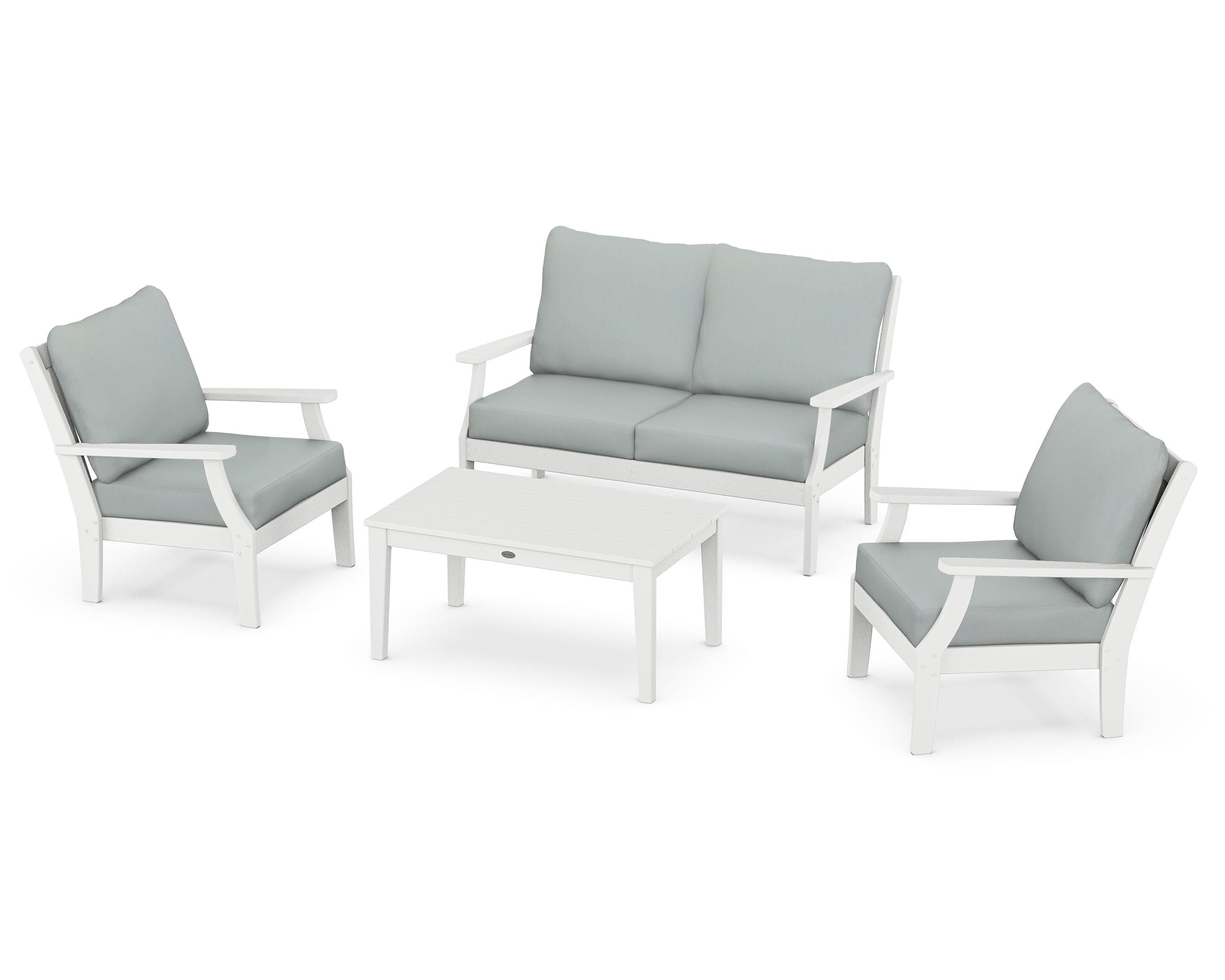 Braxton 4-Piece Deep Seating Chair Set in White / Spa