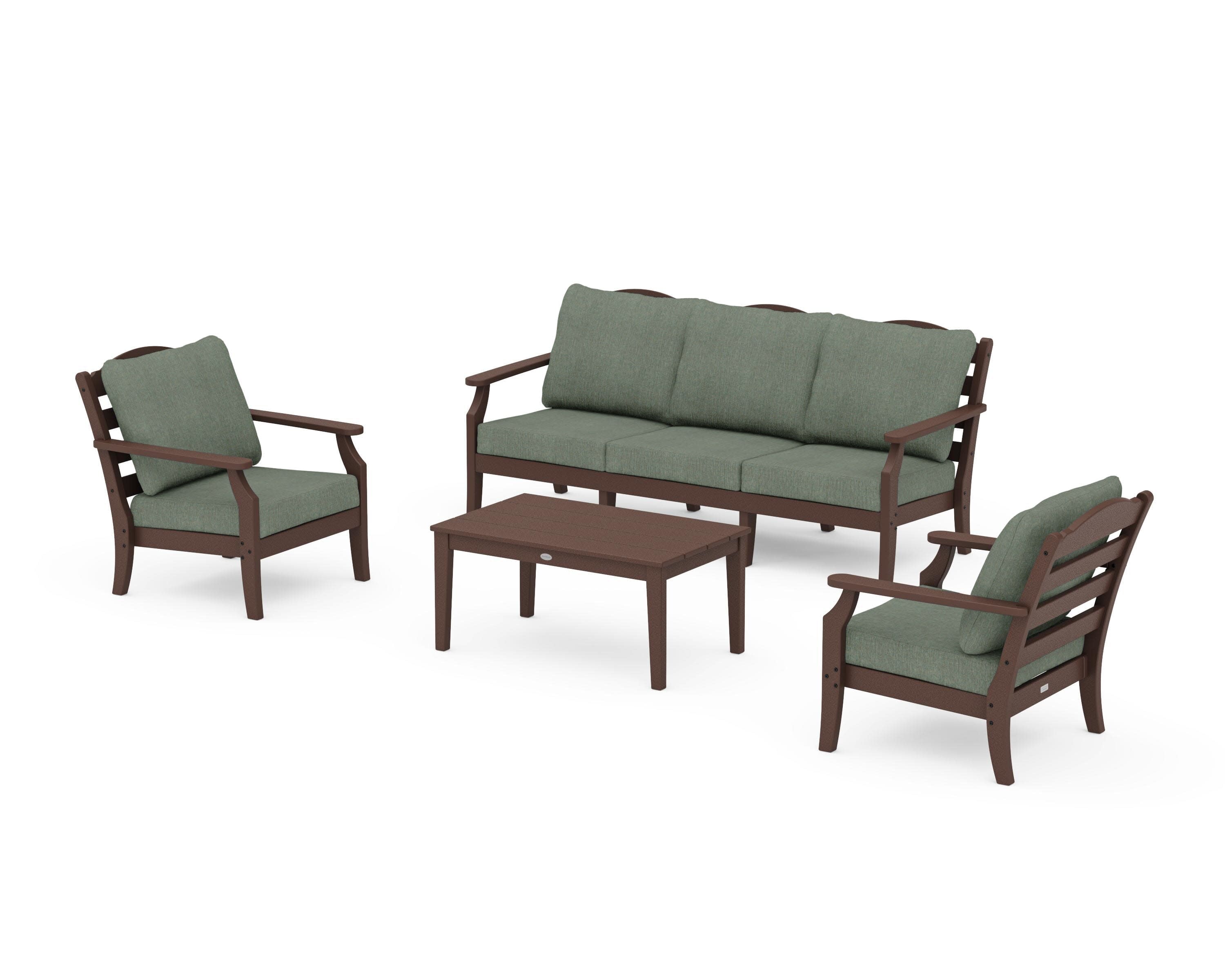 Savannah 4-Piece Deep Seating Set with Sofa in Mahogany / Cast Sage