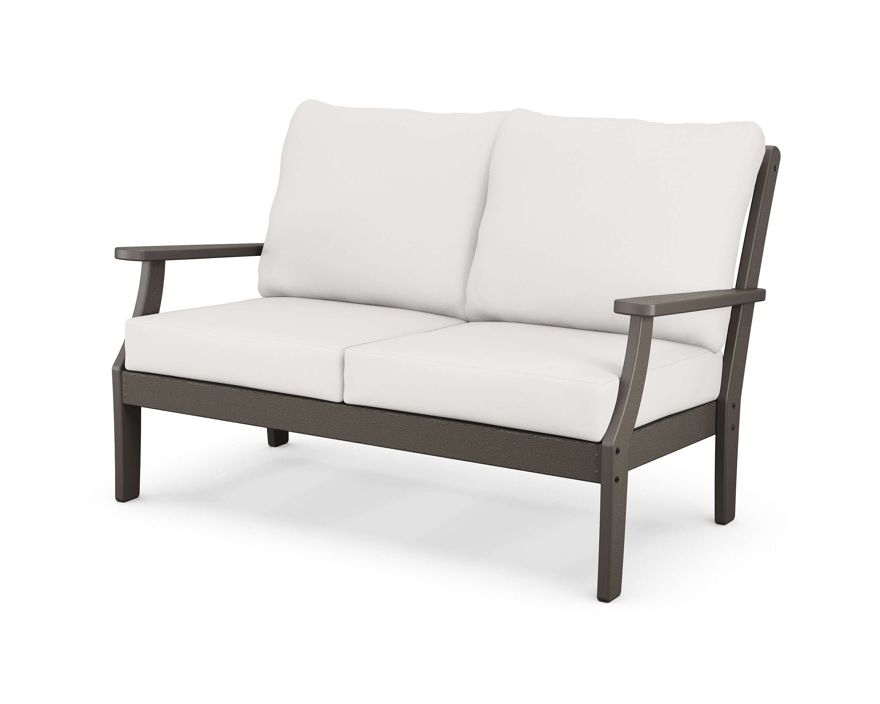 Braxton Deep Seating Loveseat in Vintage Coffee / Natural Linen