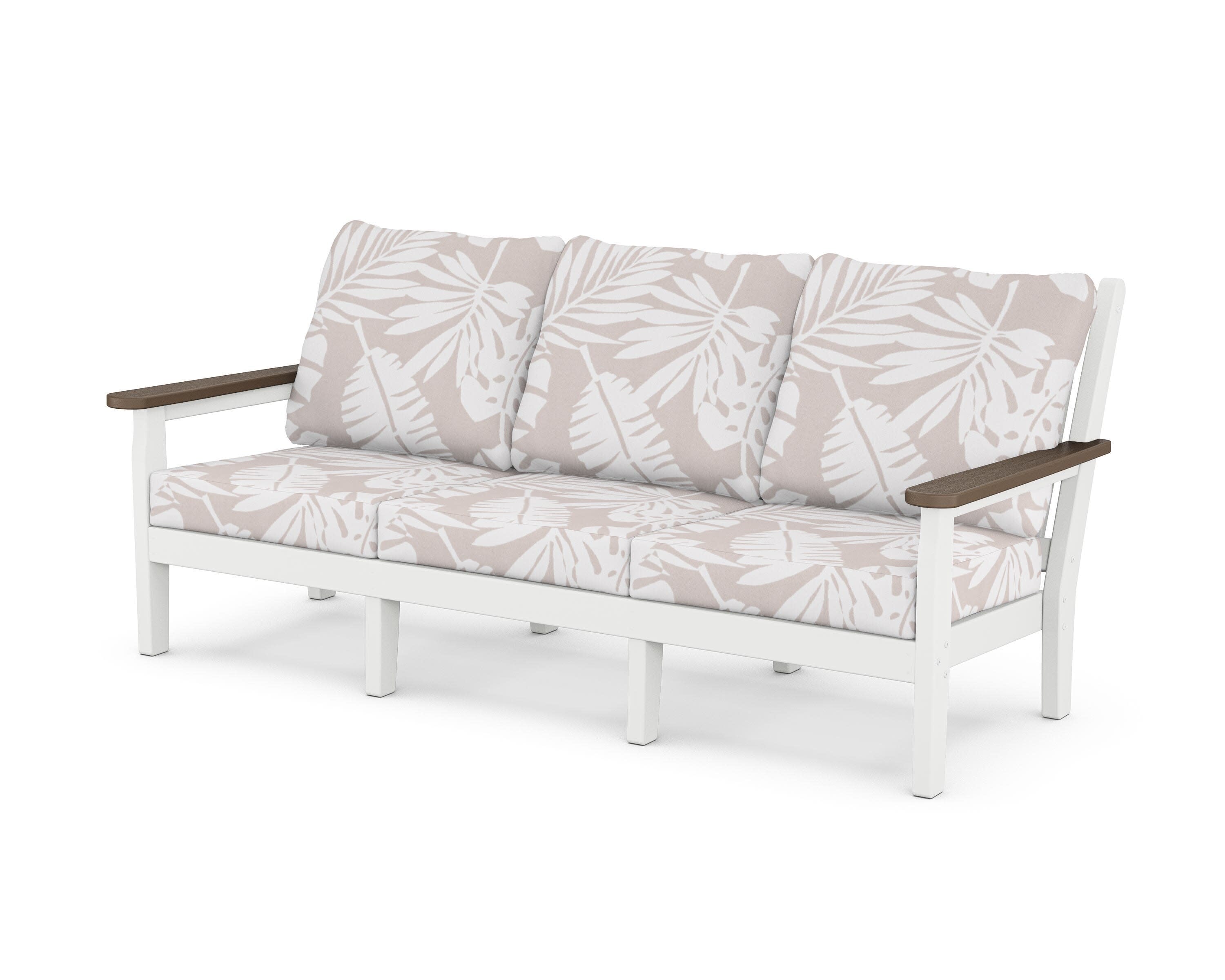 Chippendale Deep Seating Sofa in White / Kona / Leaf Dune Burlap
