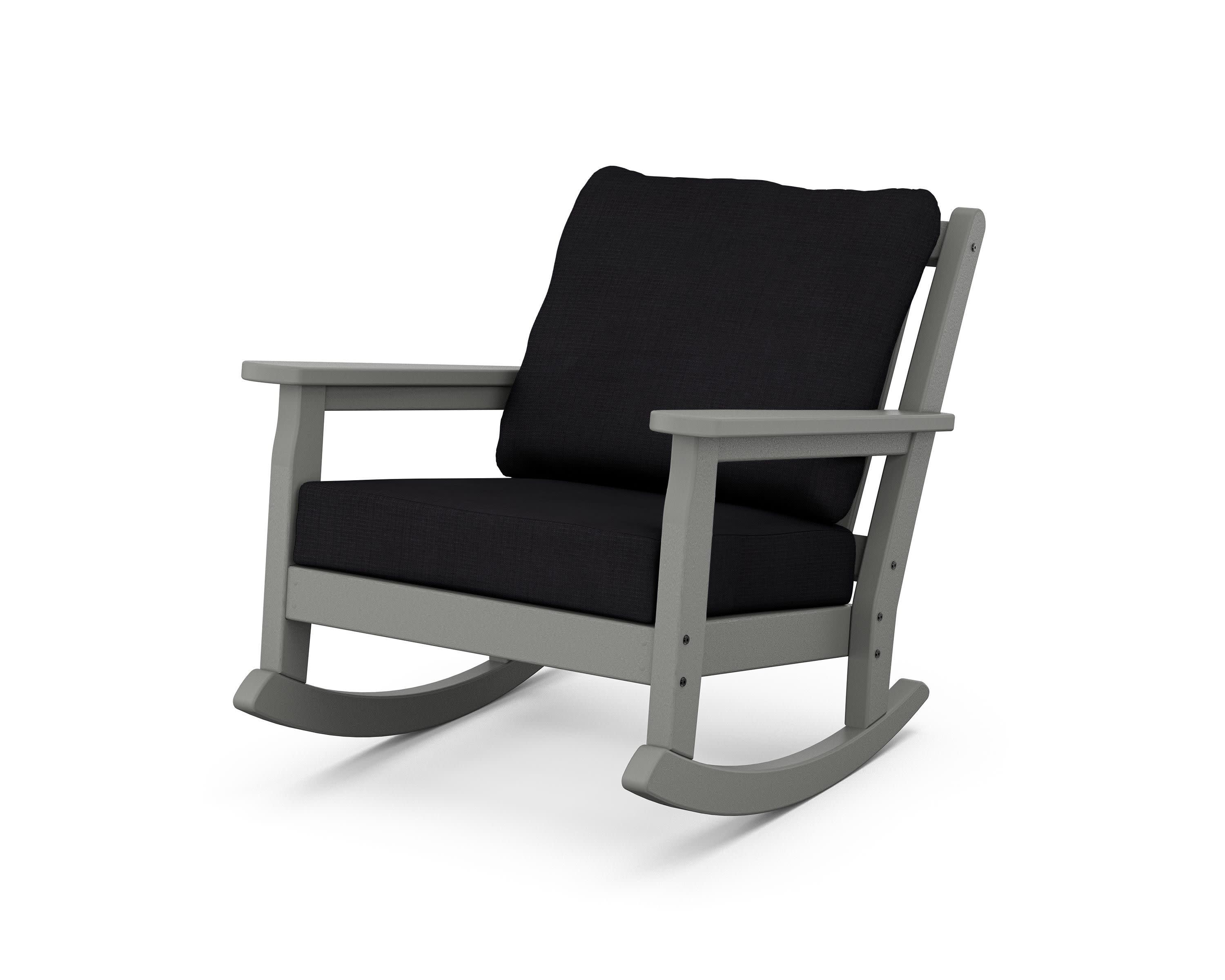Chippendale Deep Seating Rocking Chair in Slate Grey / Midnight Linen