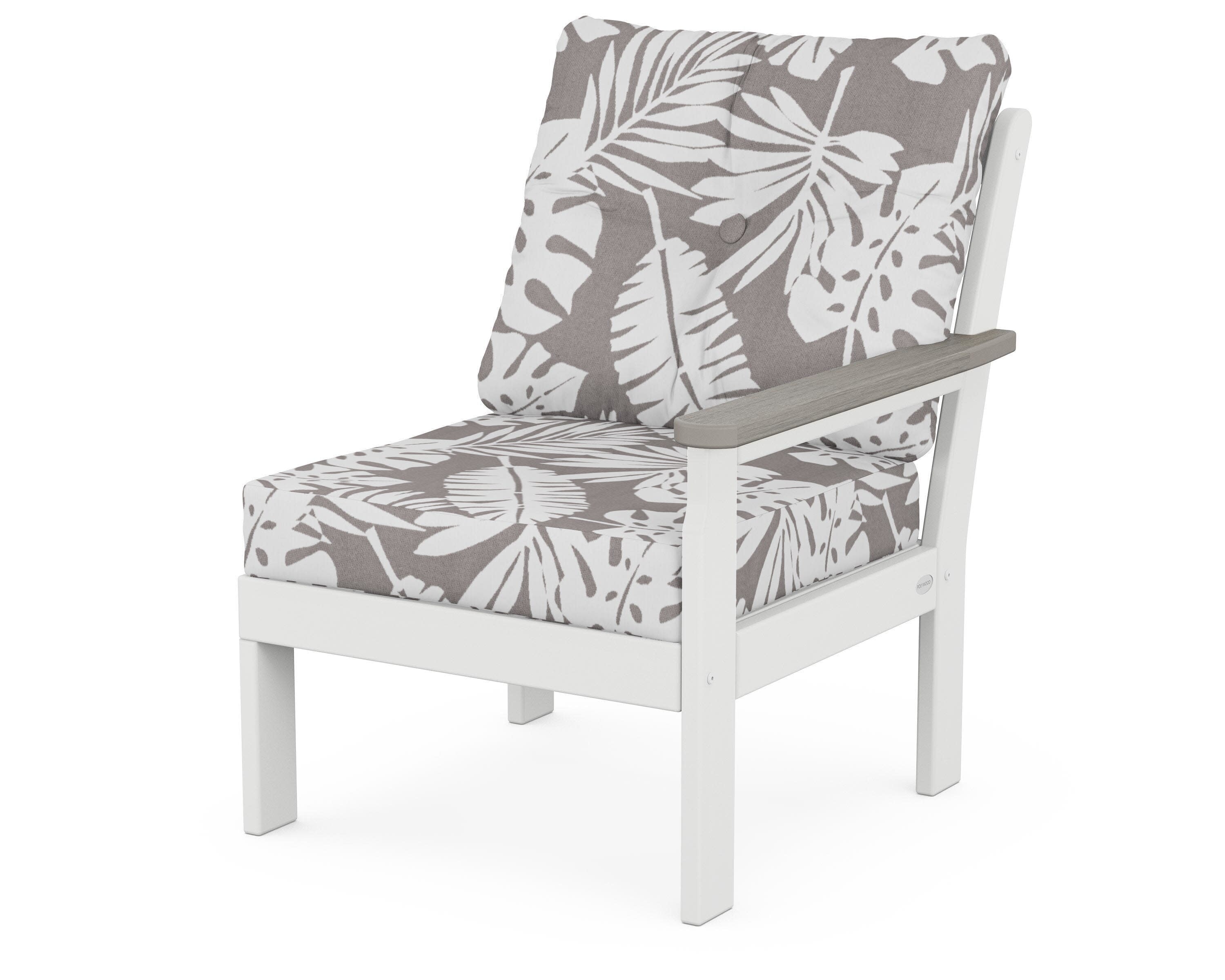 Vineyard Modular Right Arm Chair in White / Driftwood / Leaf Grey Mist