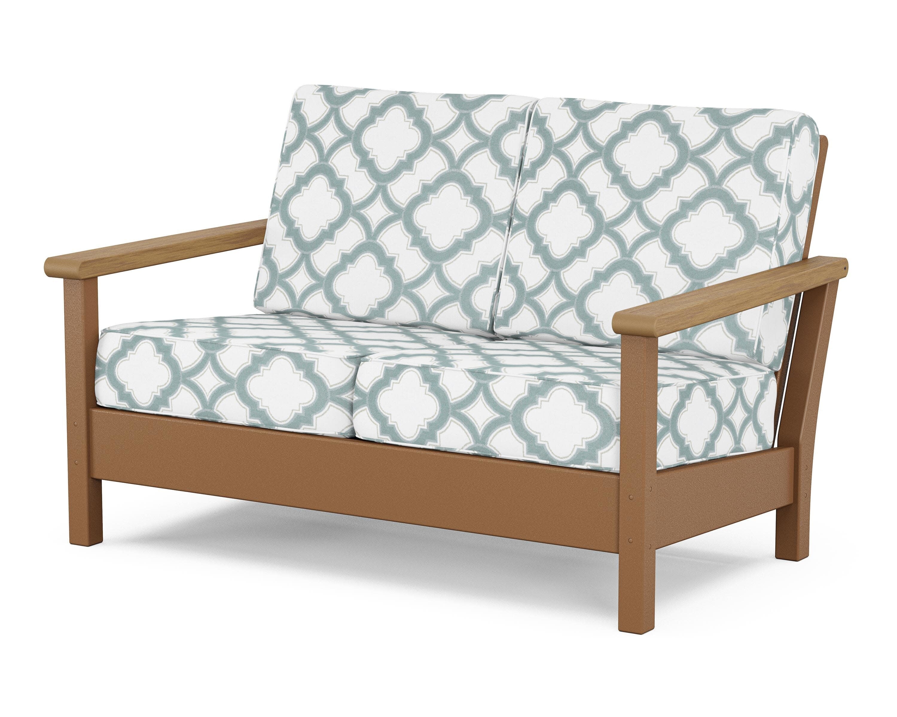 Harbour Deep Seating Loveseat in Teak / Natural / Trellis Glacier Spa
