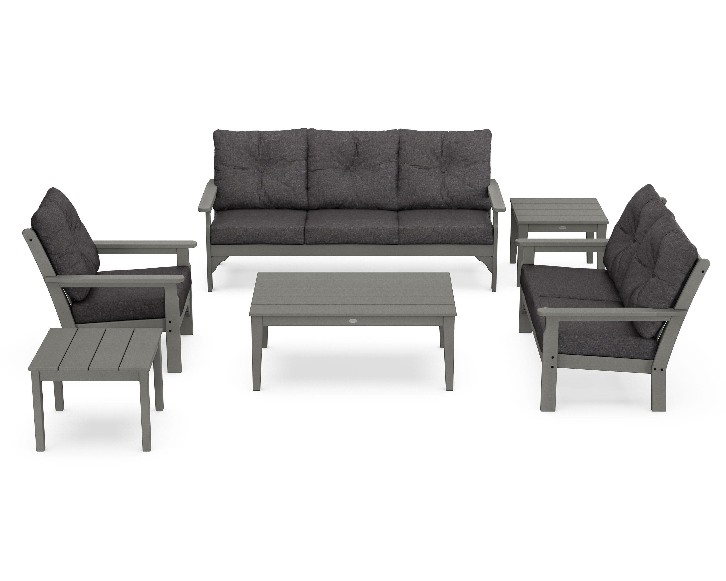 Vineyard 6-Piece Deep Seating Set in Slate Grey / Ash Charcoal