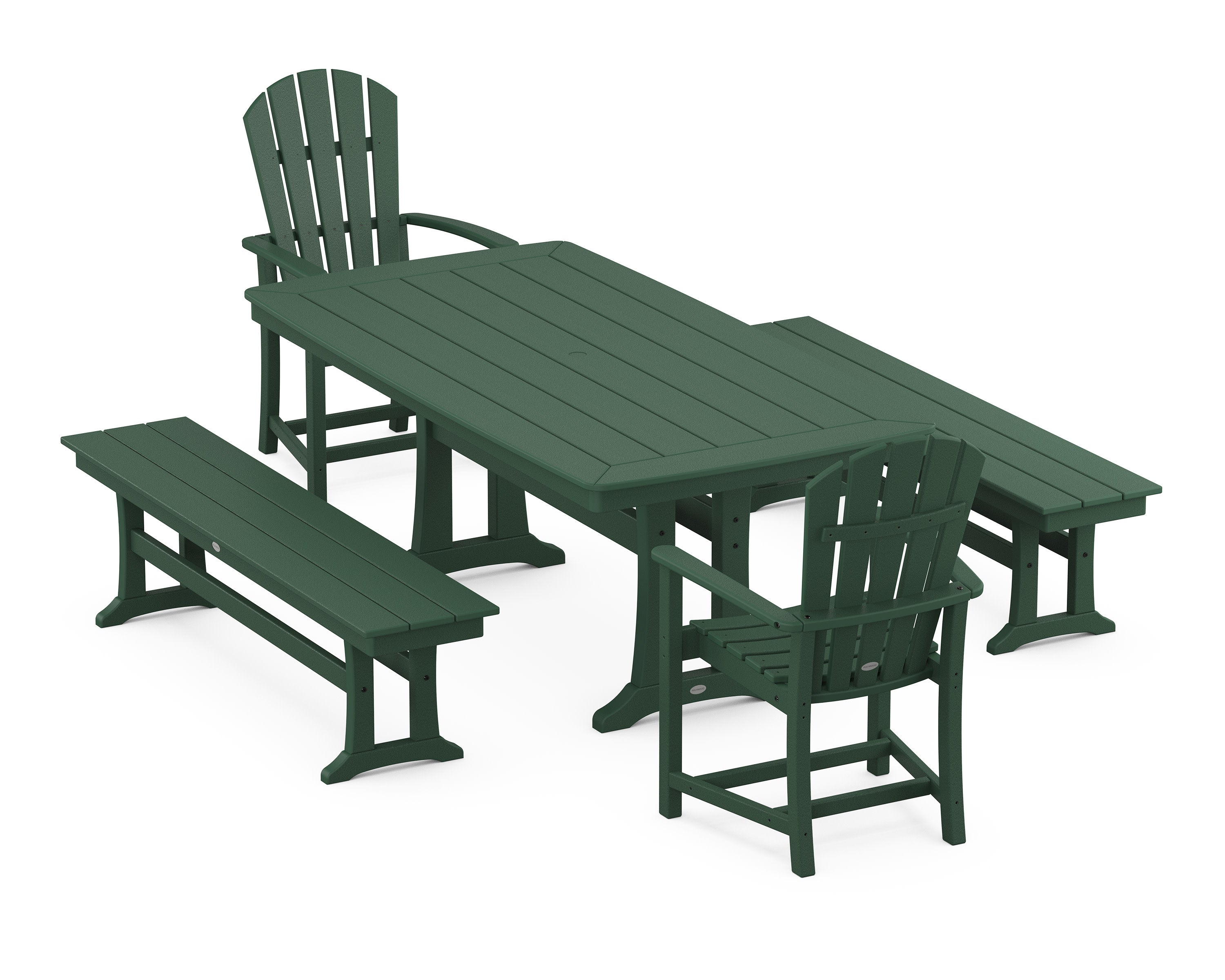 Palm Coast 5-Piece Dining Set with Trestle Legs in Green