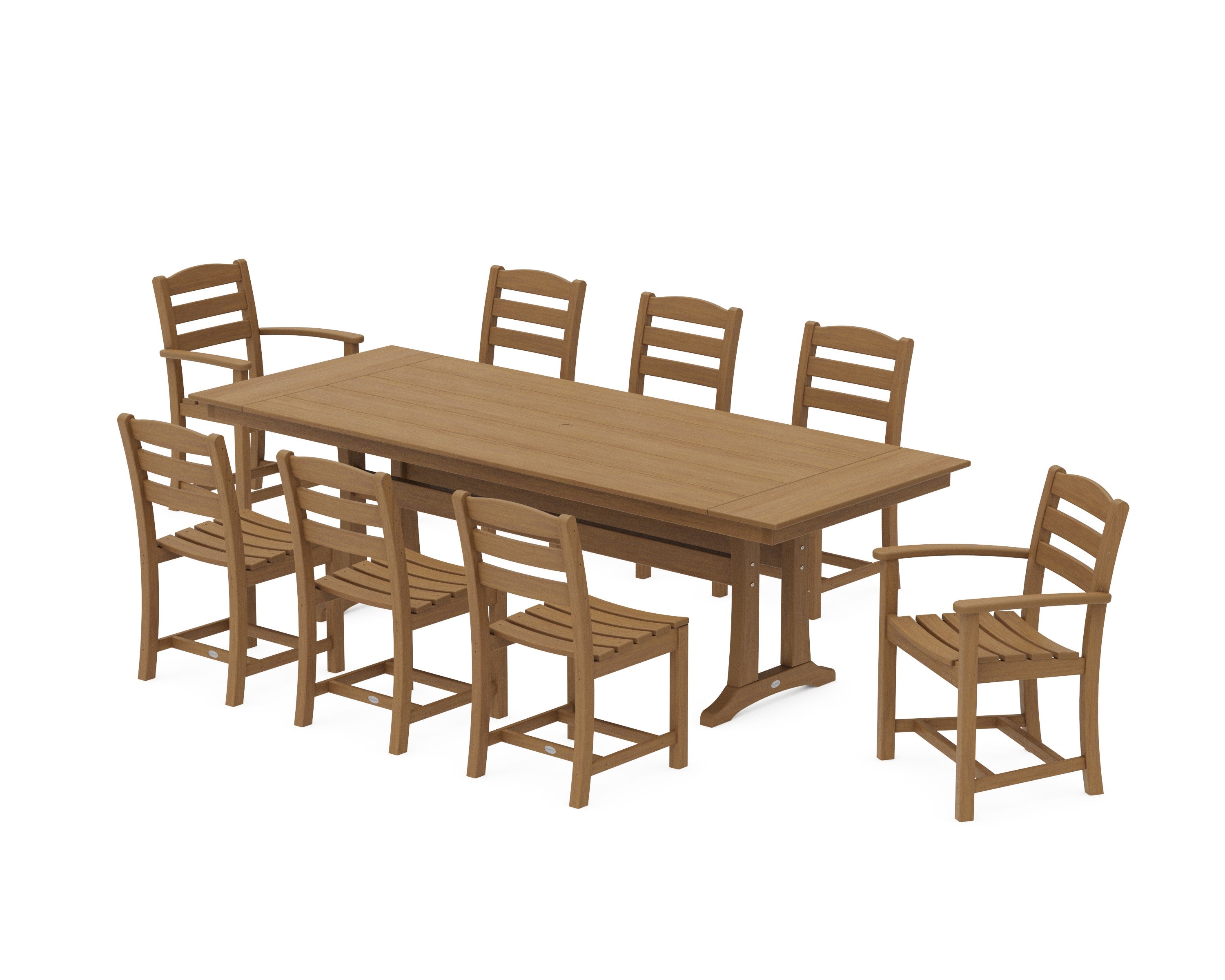 La Casa Caf 9-Piece Farmhouse Dining Set with Trestle Legs in Natural