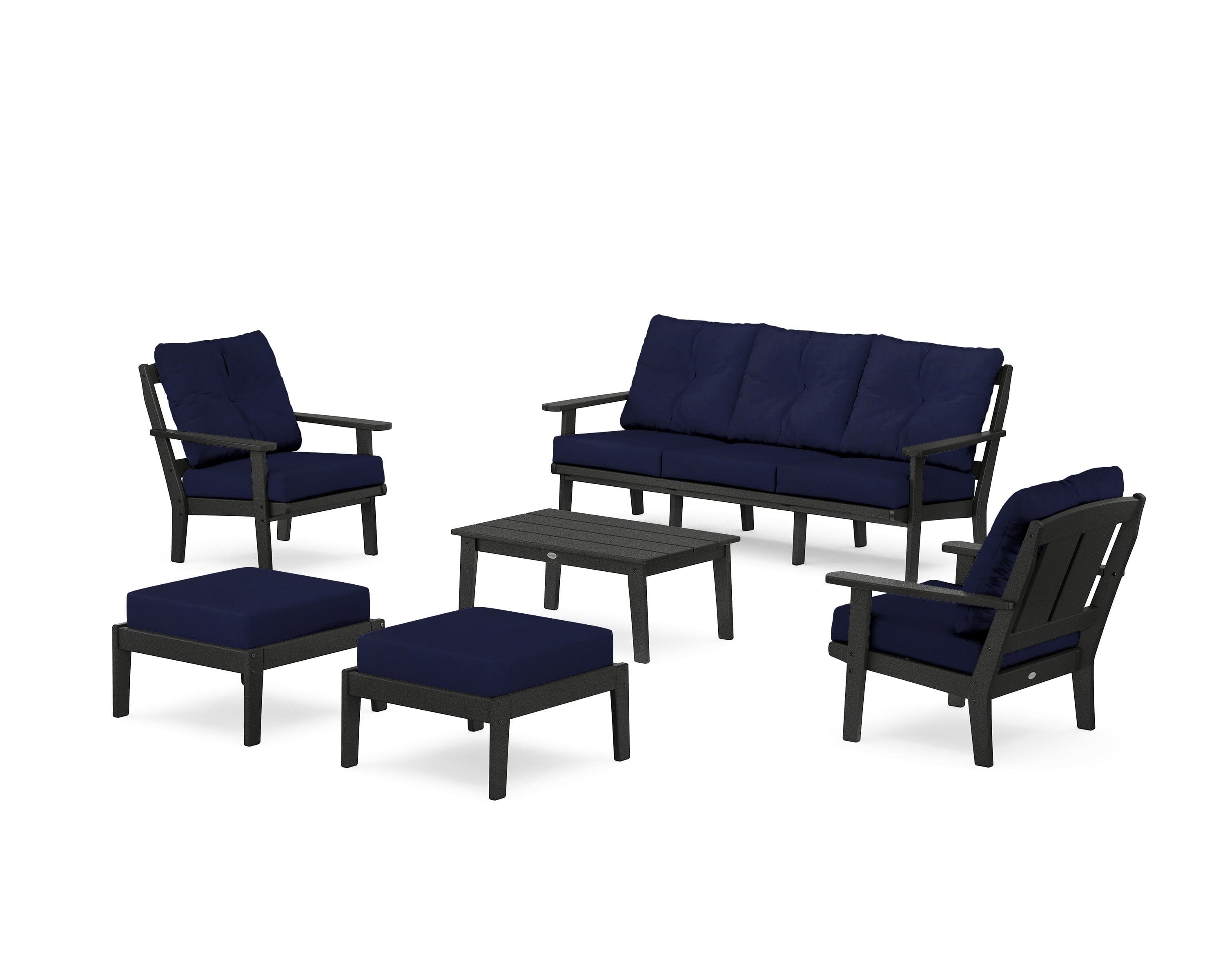 Mission 6-Piece Lounge Sofa Set in Black / Navy