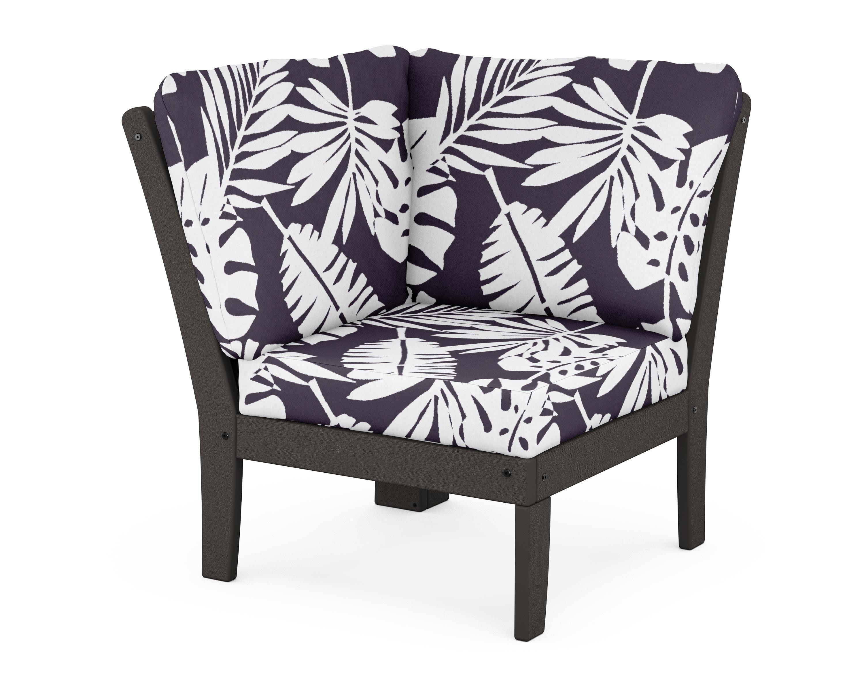 Braxton Modular Corner Chair in Vintage Coffee / Leaf Navy