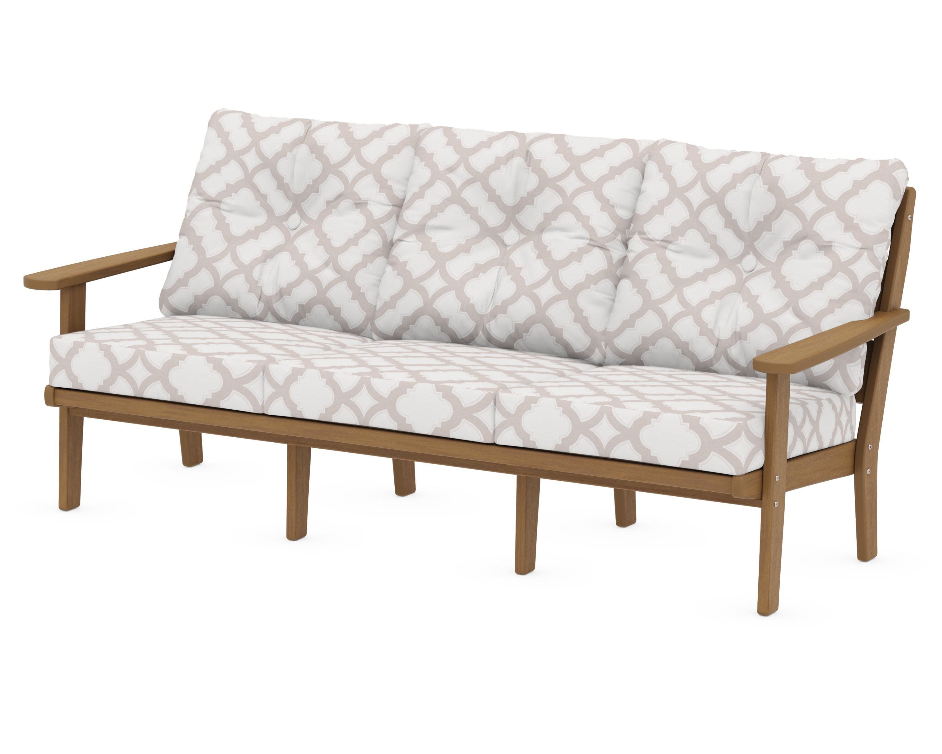 Lakeside Deep Seating Sofa in Natural / Trellis Dune Burlap