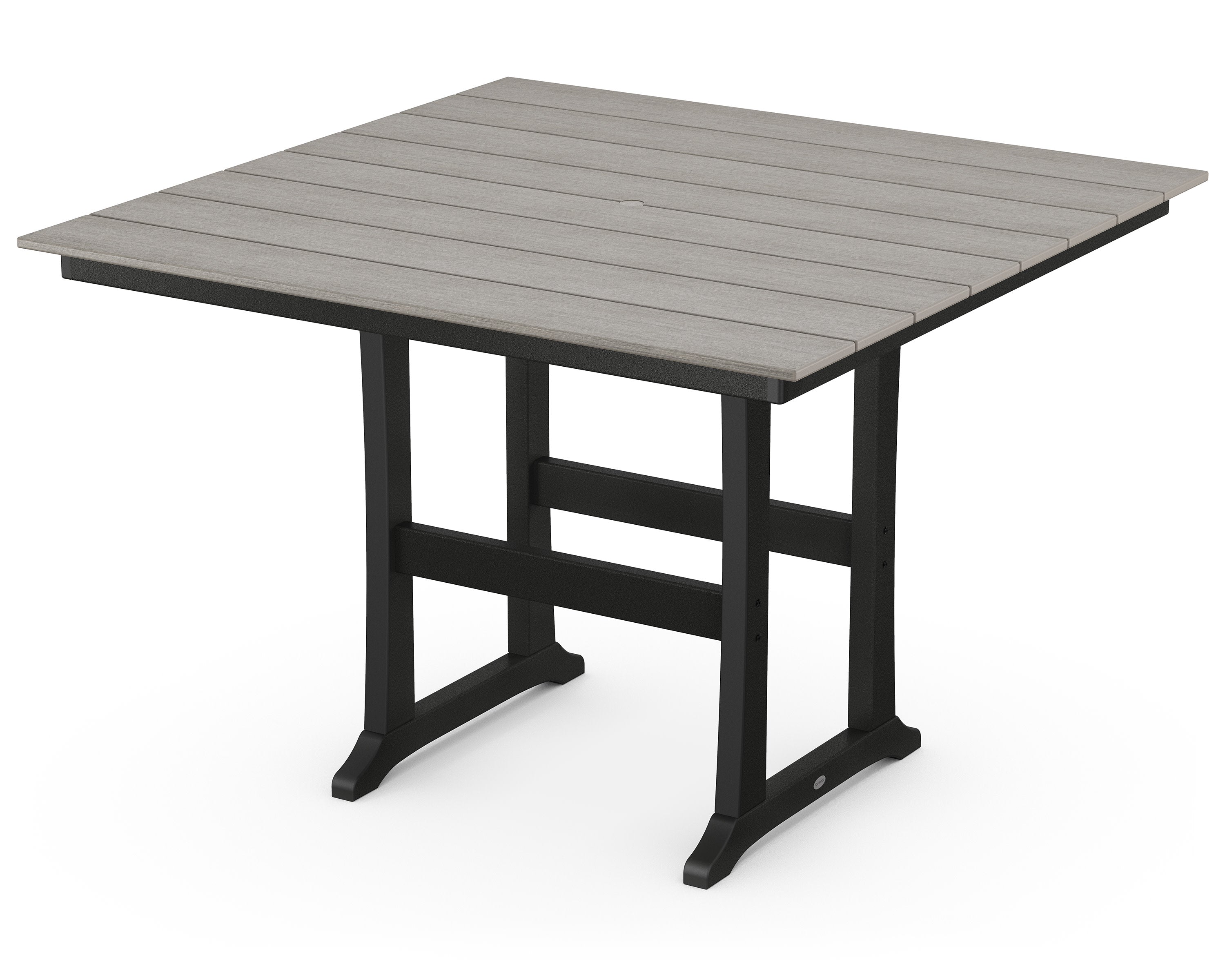 Farmhouse Trestle 59" Bar Table in Black / Driftwood