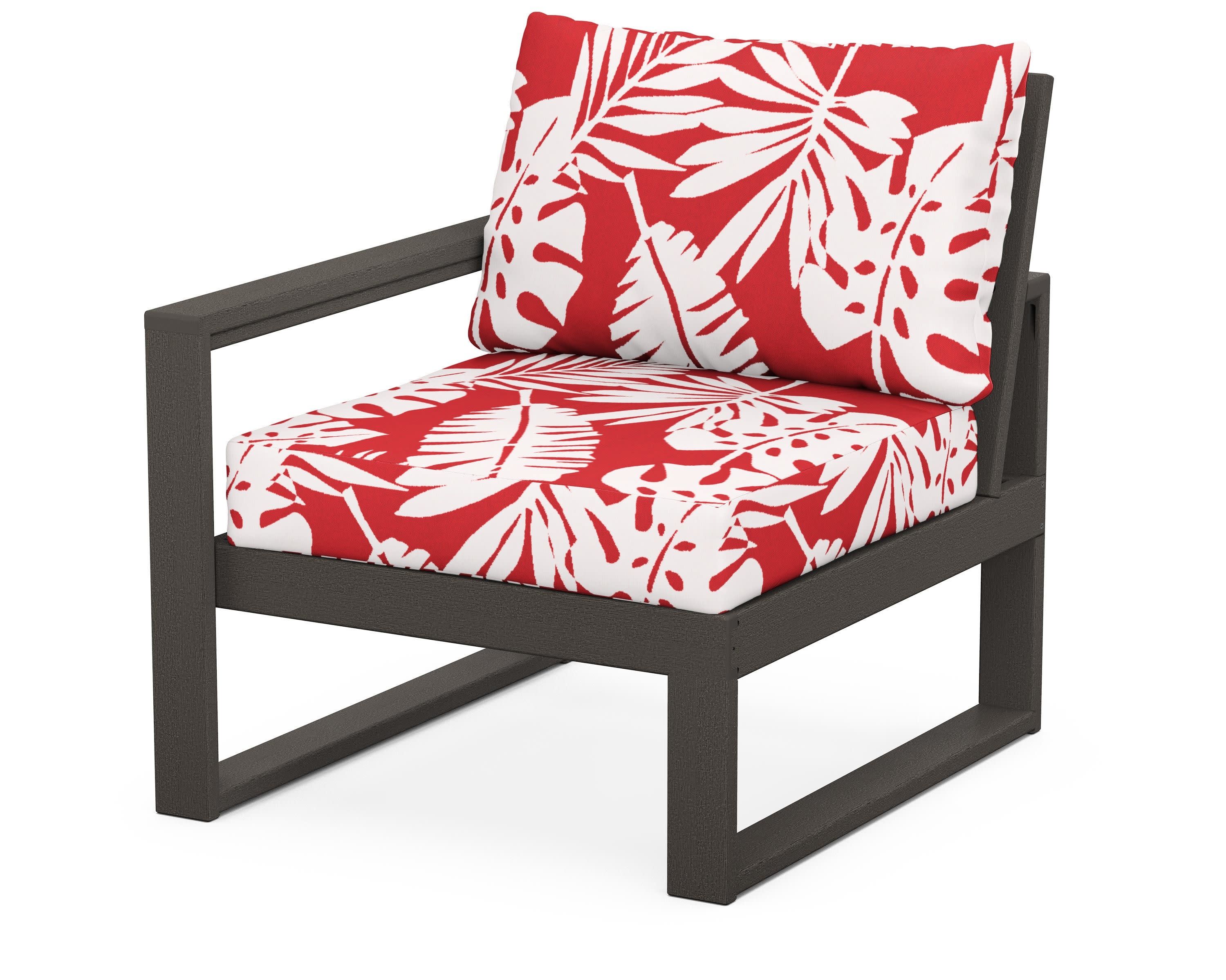 EDGE Modular Left Arm Chair in Vintage Coffee / Leaf Crimson