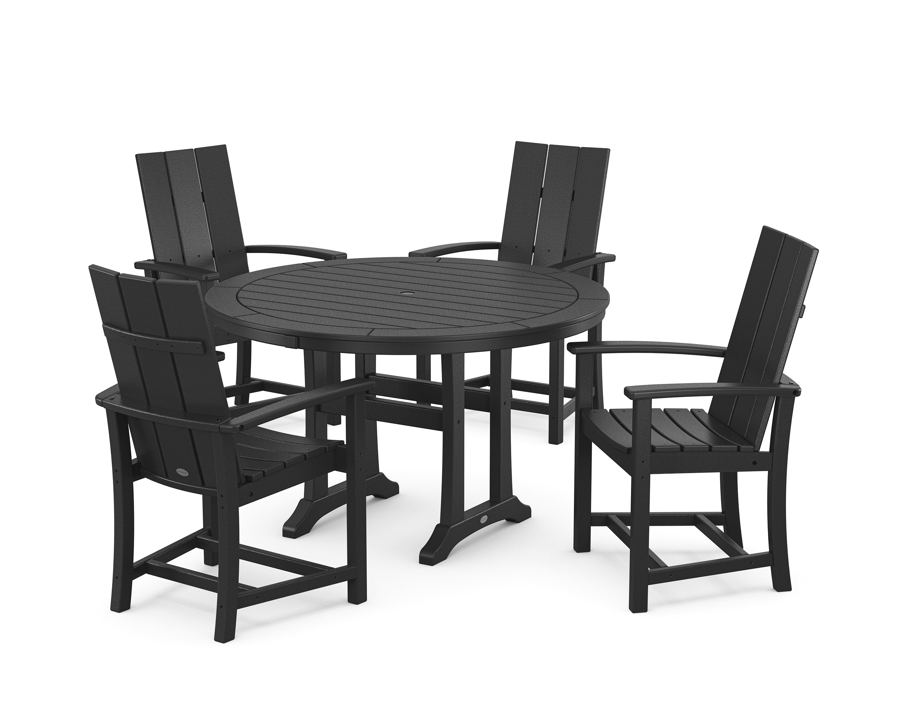 Modern Adirondack 5-Piece Round Dining Set with Trestle Legs in Black