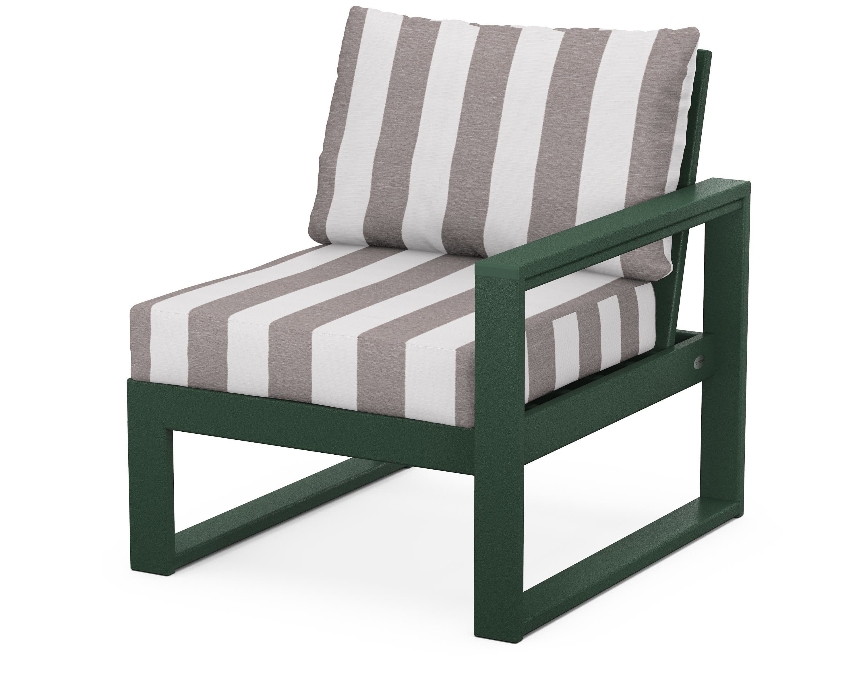 EDGE Modular Right Arm Chair in Green / Cabana Stripe Grey Mist
