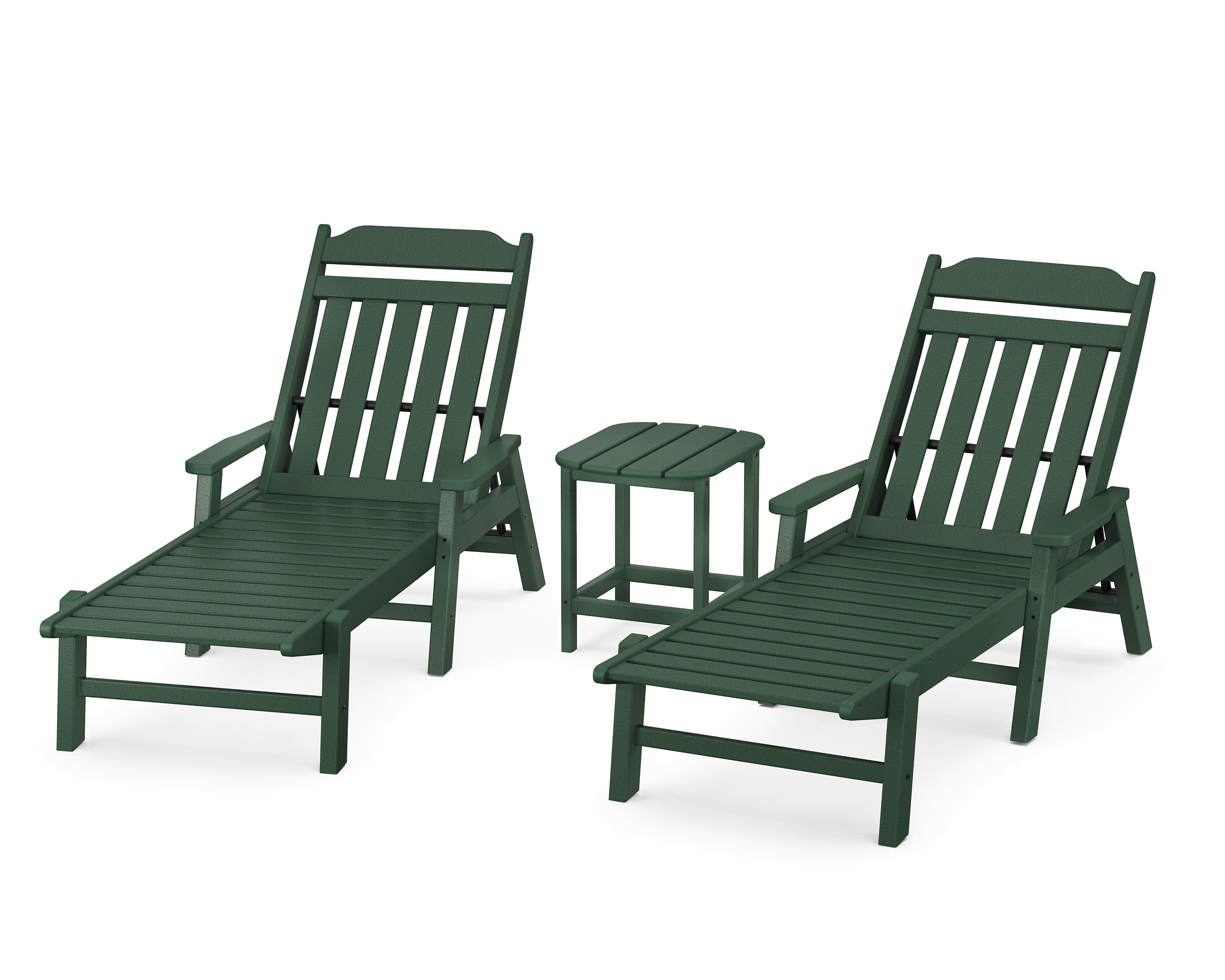 Cottage 3-Piece Chaise Set with Arms in Green