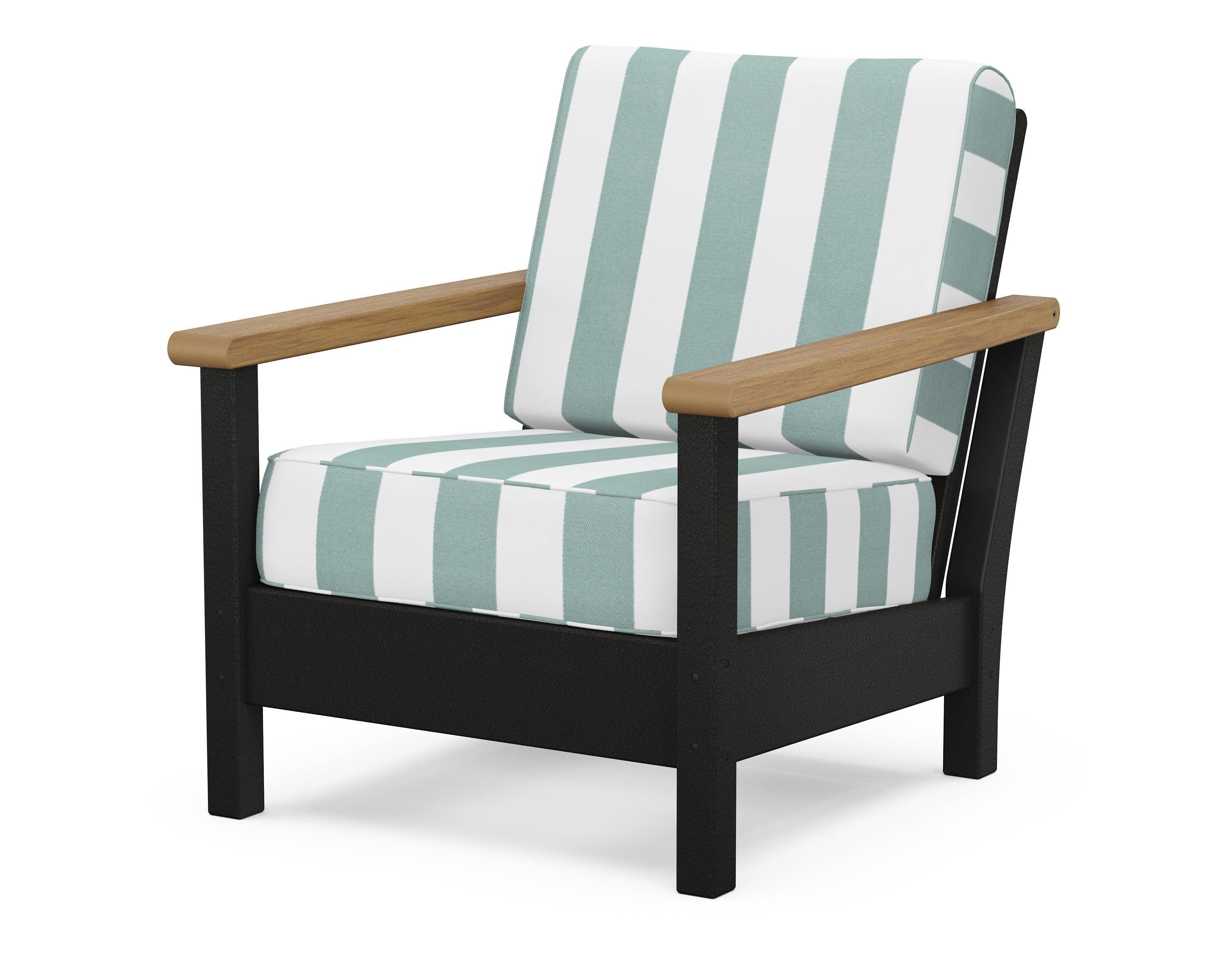 Harbour Deep Seating Chair in Black / Natural / Cabana Stripe Glacier Spa