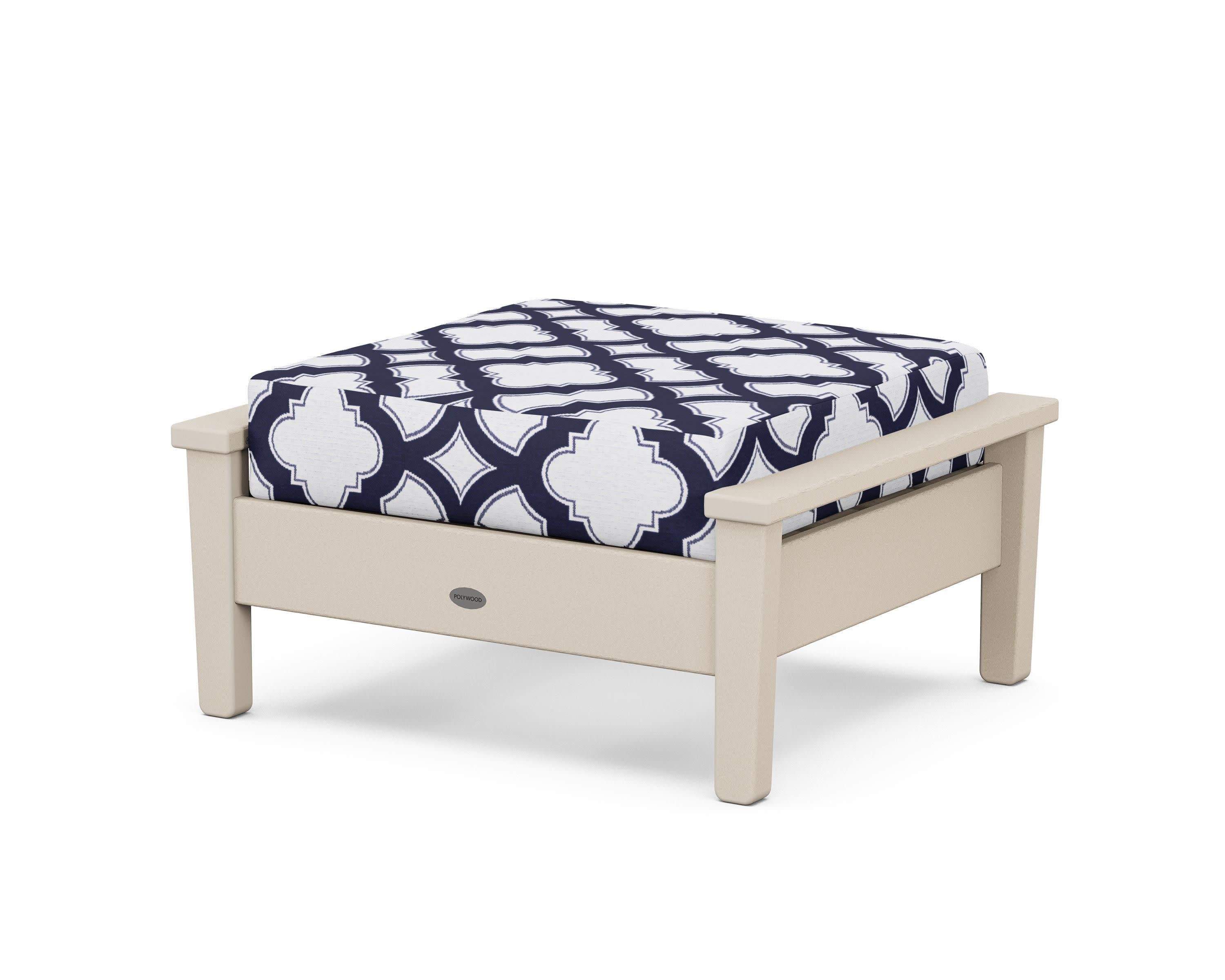 Prescott Deep Seating Ottoman in Sand / Trellis Navy
