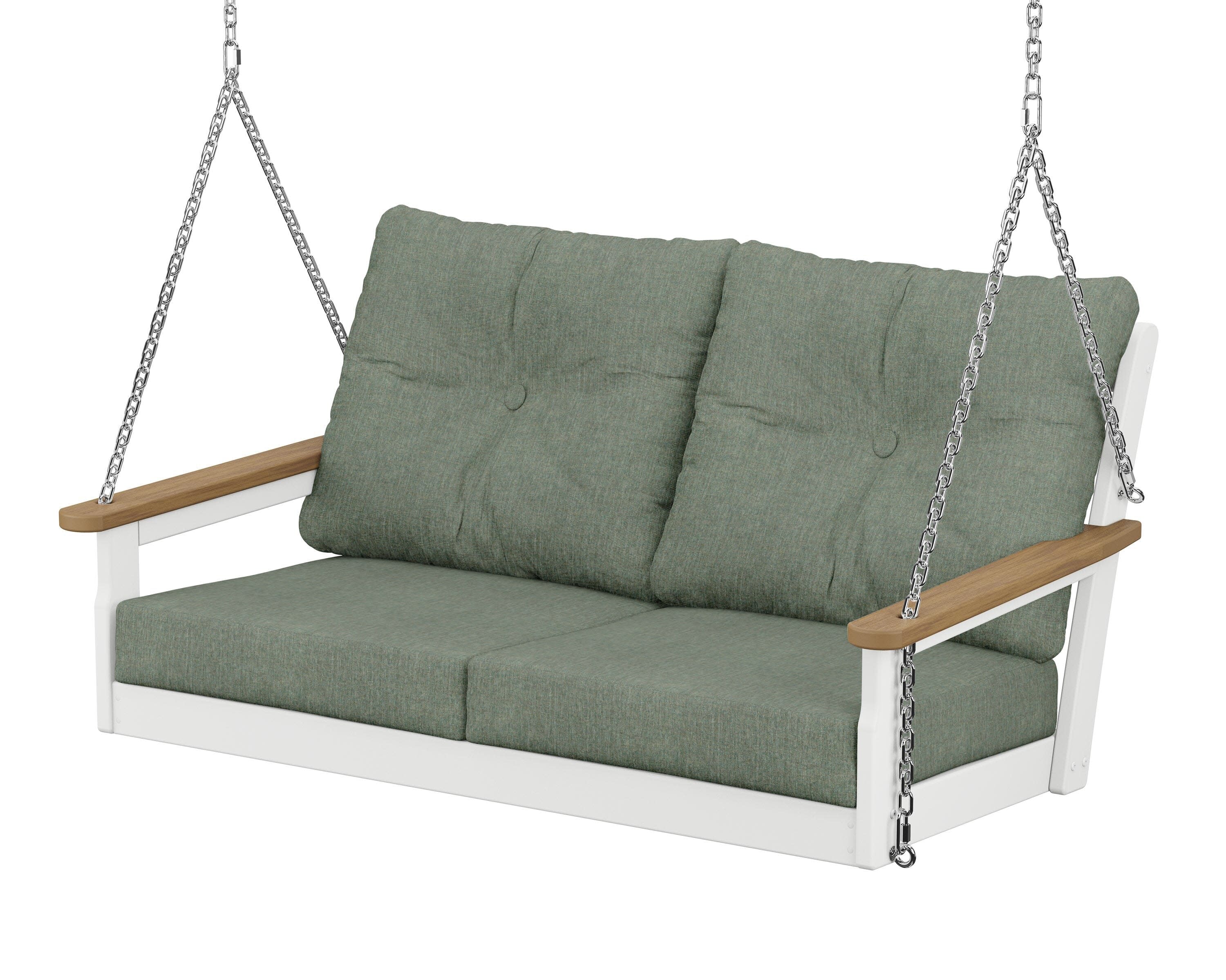 Vineyard Deep Seating Swing in White / Natural / Cast Sage
