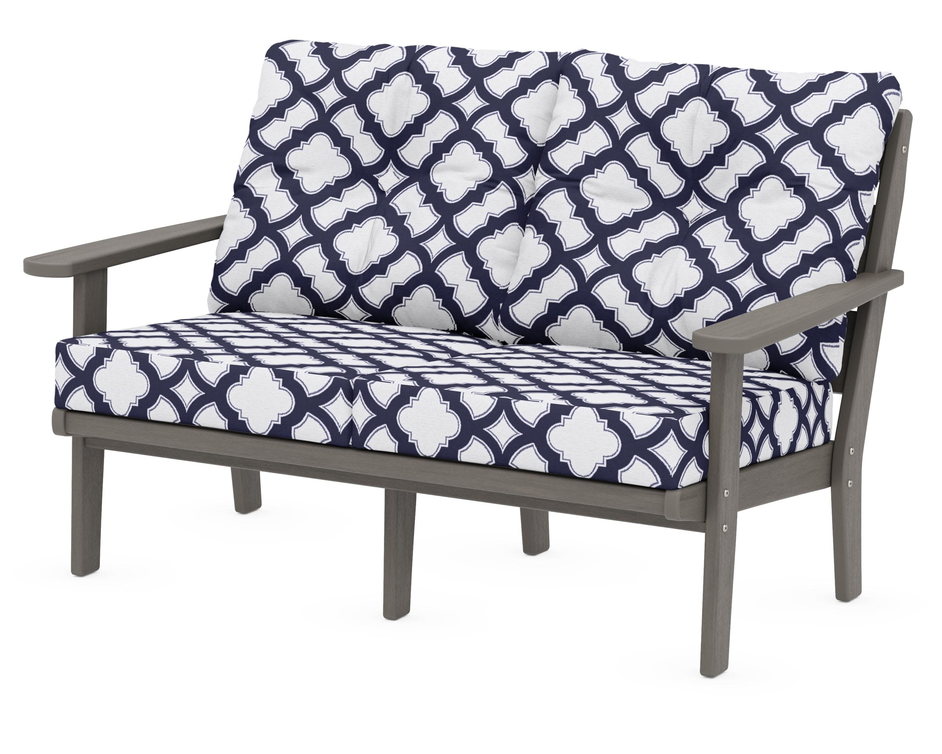 Lakeside Deep Seating Loveseat in Driftwood / Trellis Navy