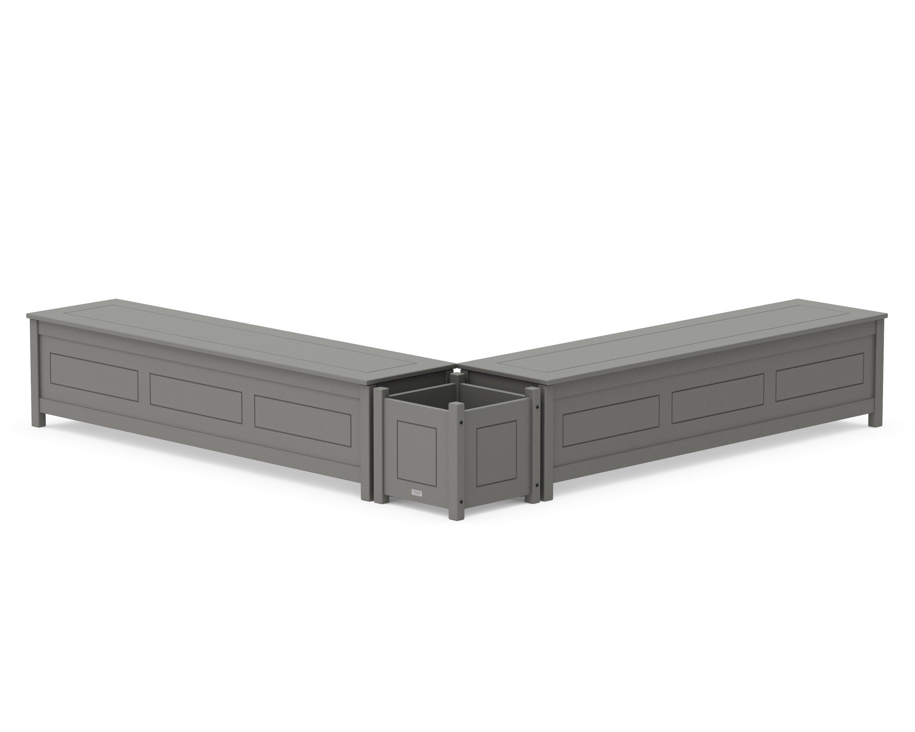 72" Country Living L- Shaped Planter Storage Bench Set in Slate Grey
