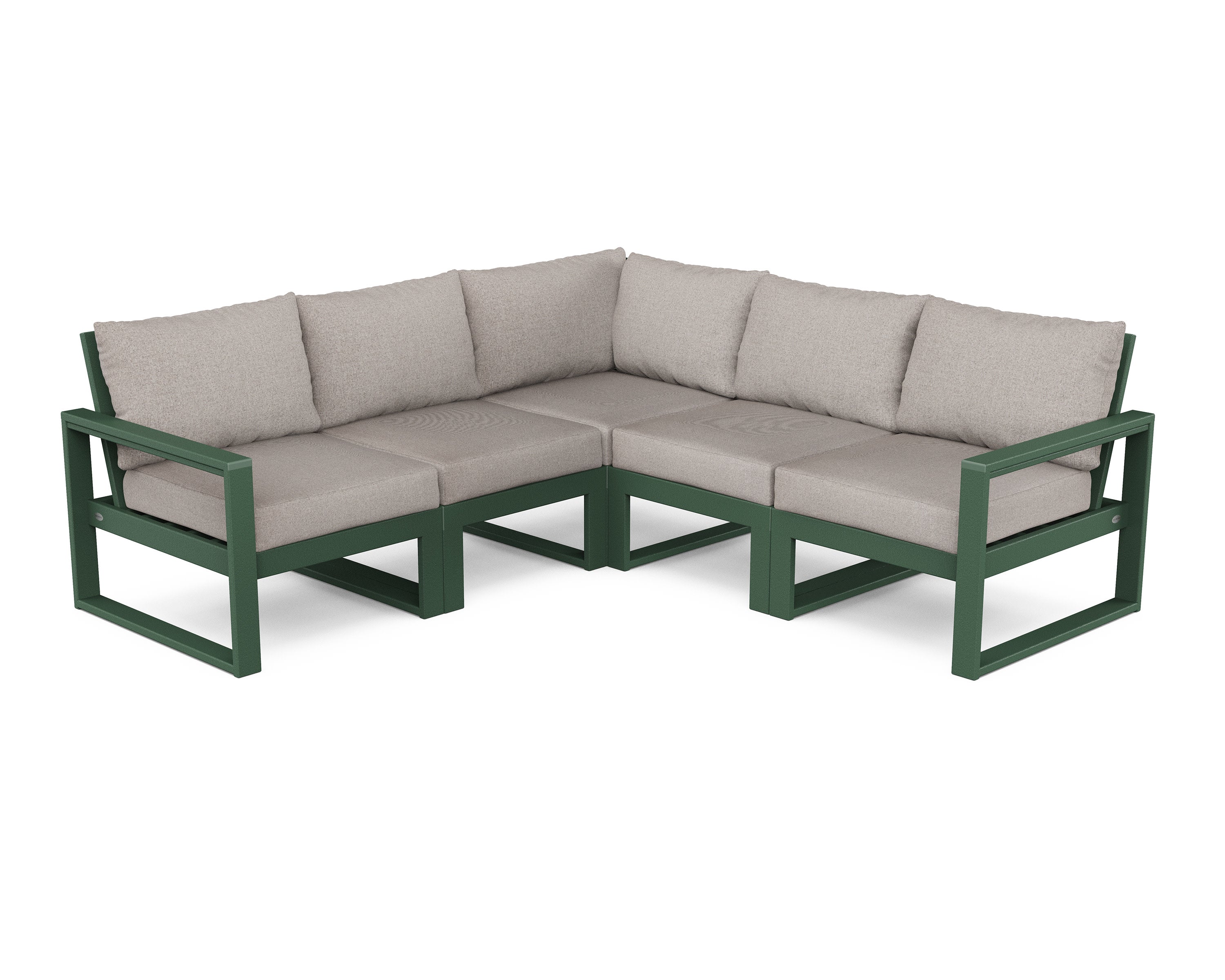 EDGE 5-Piece Modular Deep Seating Set in Green / Weathered Tweed