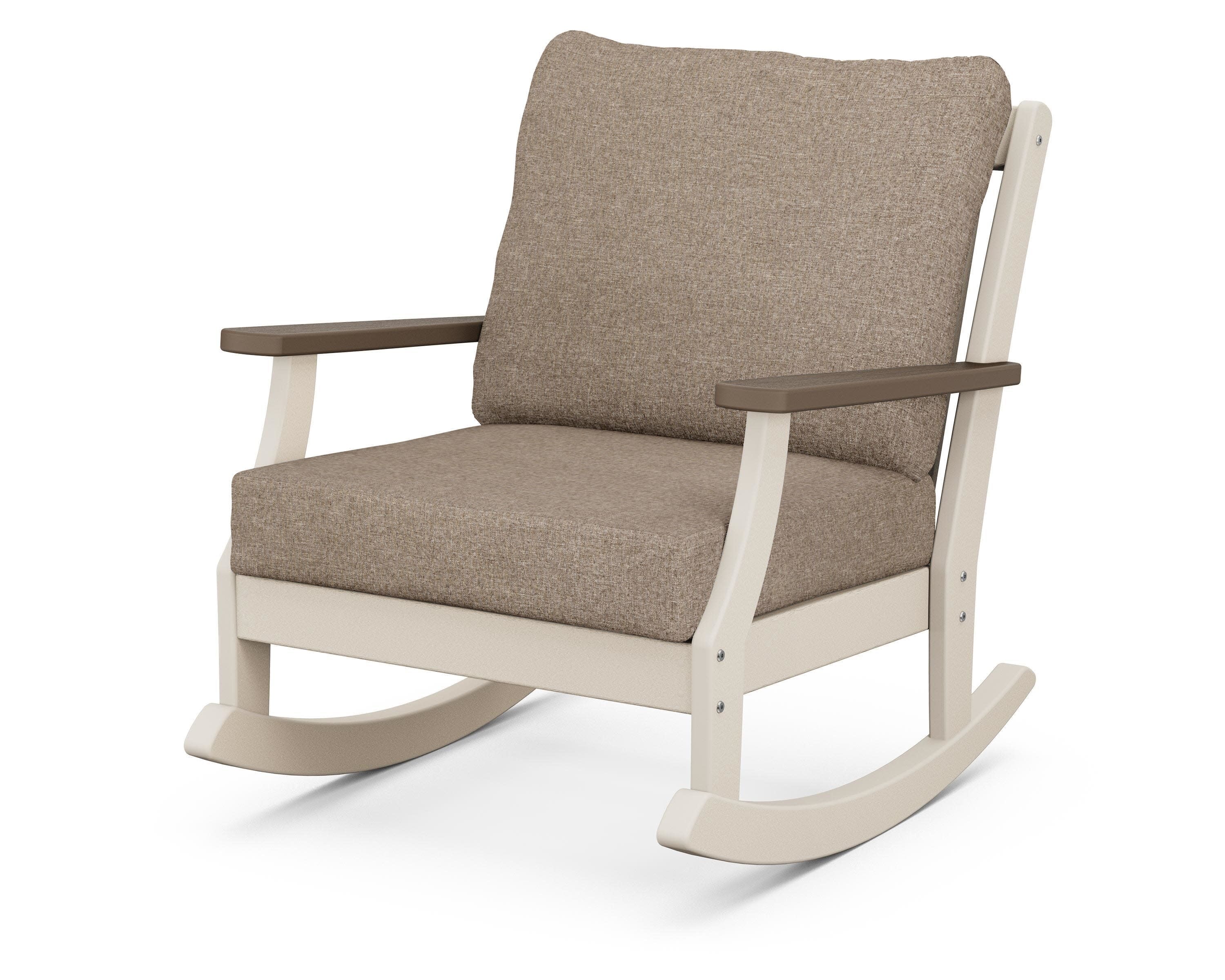 Braxton Deep Seating Rocking Chair in Sand / Kona / Spiced Burlap