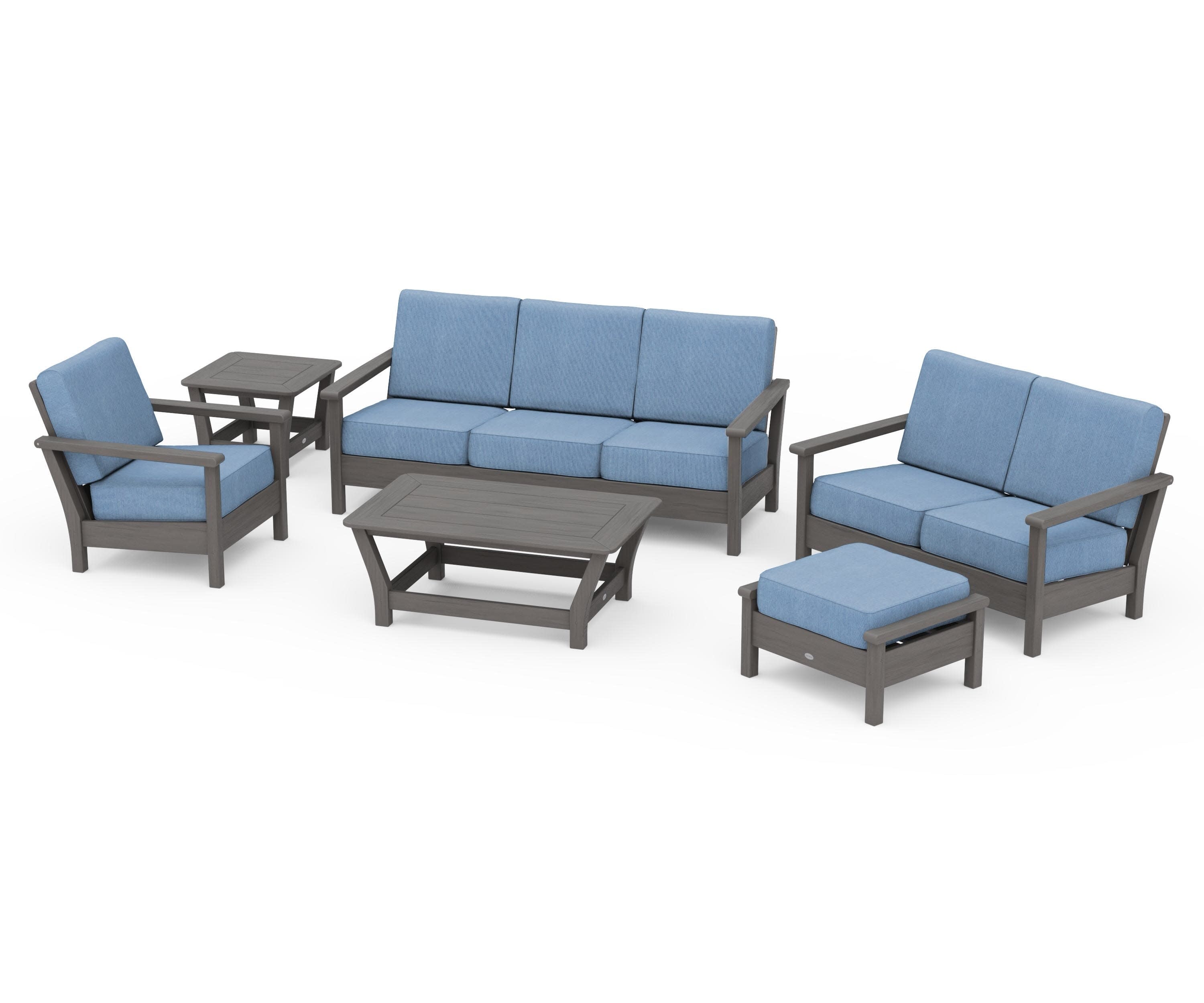 Harbour 6-Piece Outdoor Living Set in Driftwood / Sky Blue