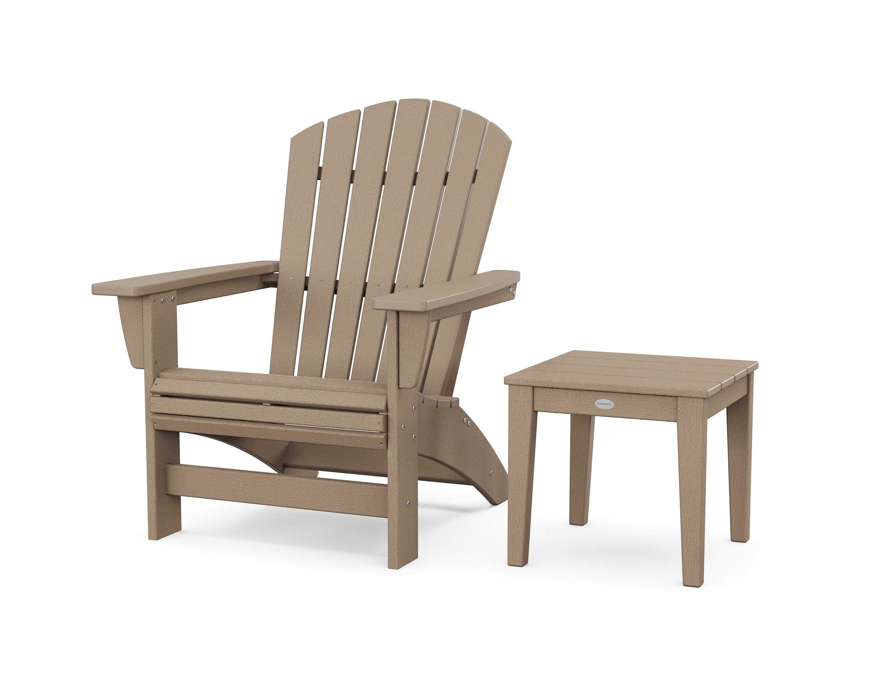 Nautical Grand Adirondack Chair with Side Table in Vintage Sahara