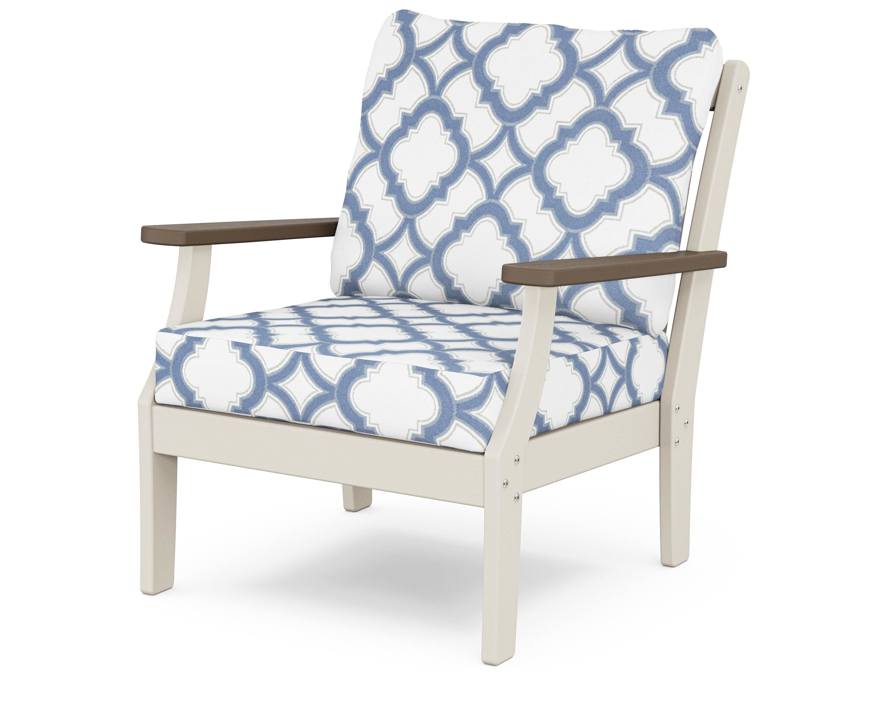 Braxton Deep Seating Chair in Sand / Kona / Trellis Sky Blue