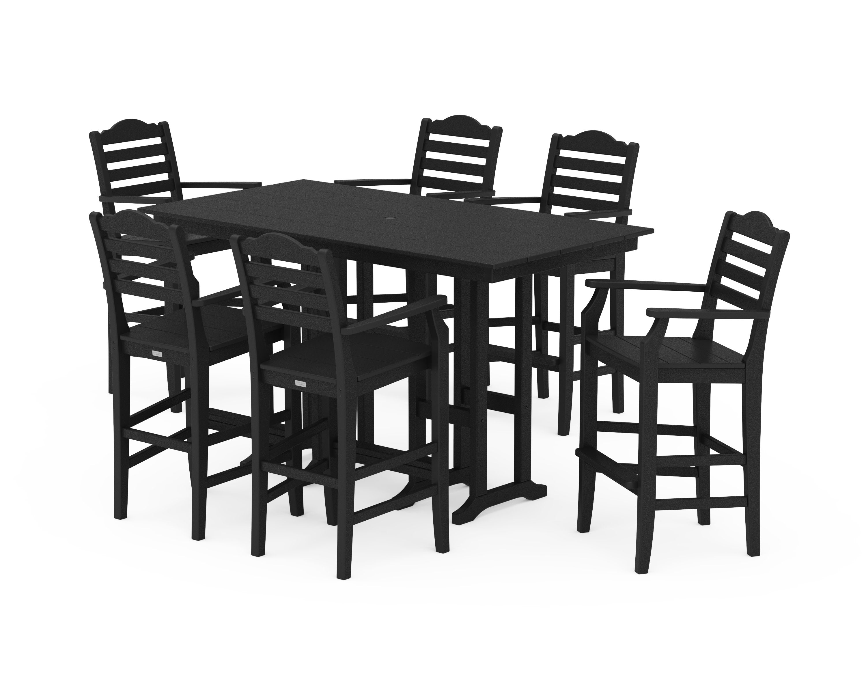 Savannah Arm Chair 7-Piece Farmhouse Bar Set in Black
