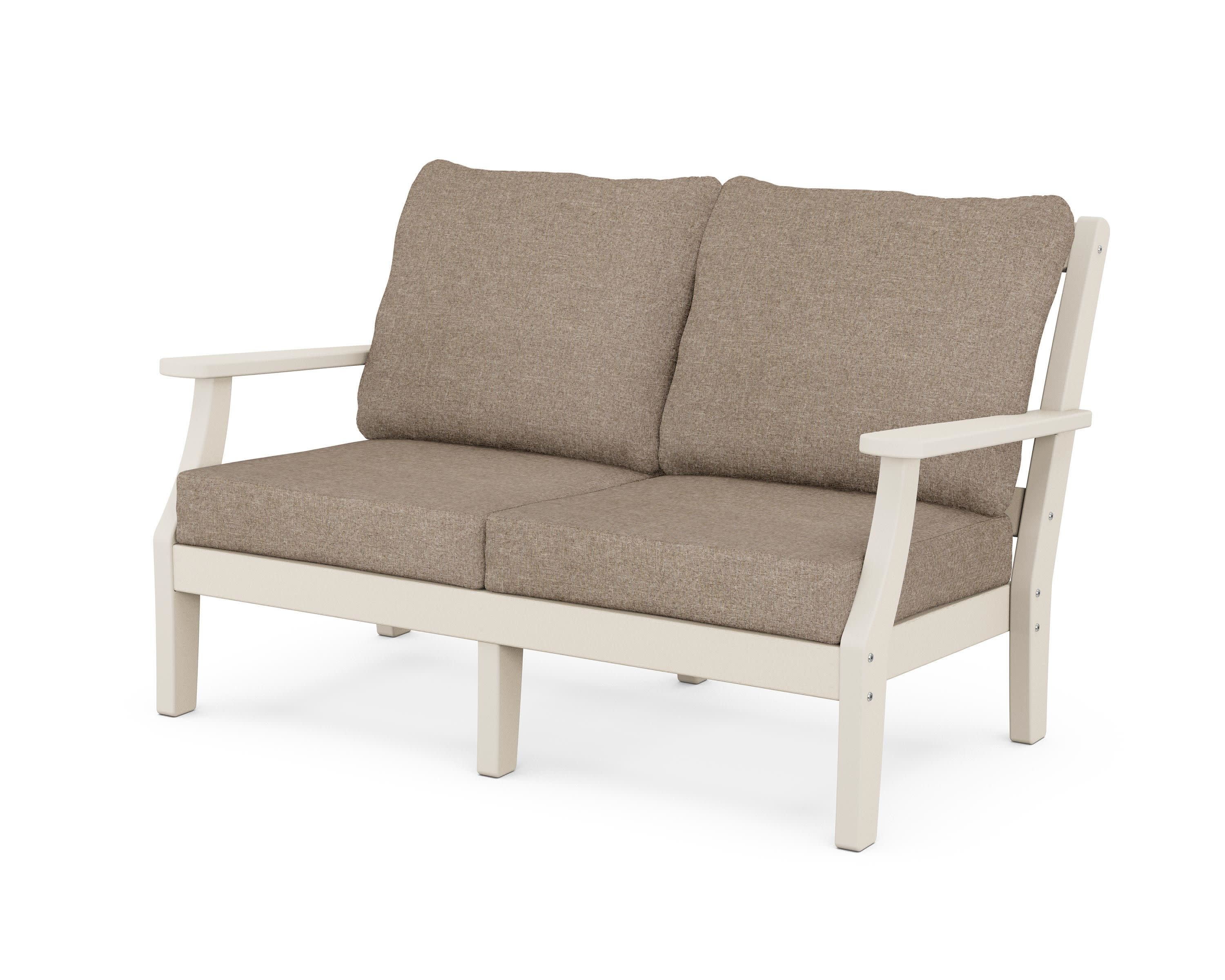 Chinoiserie Deep Seating Loveseat in Sand / Spiced Burlap