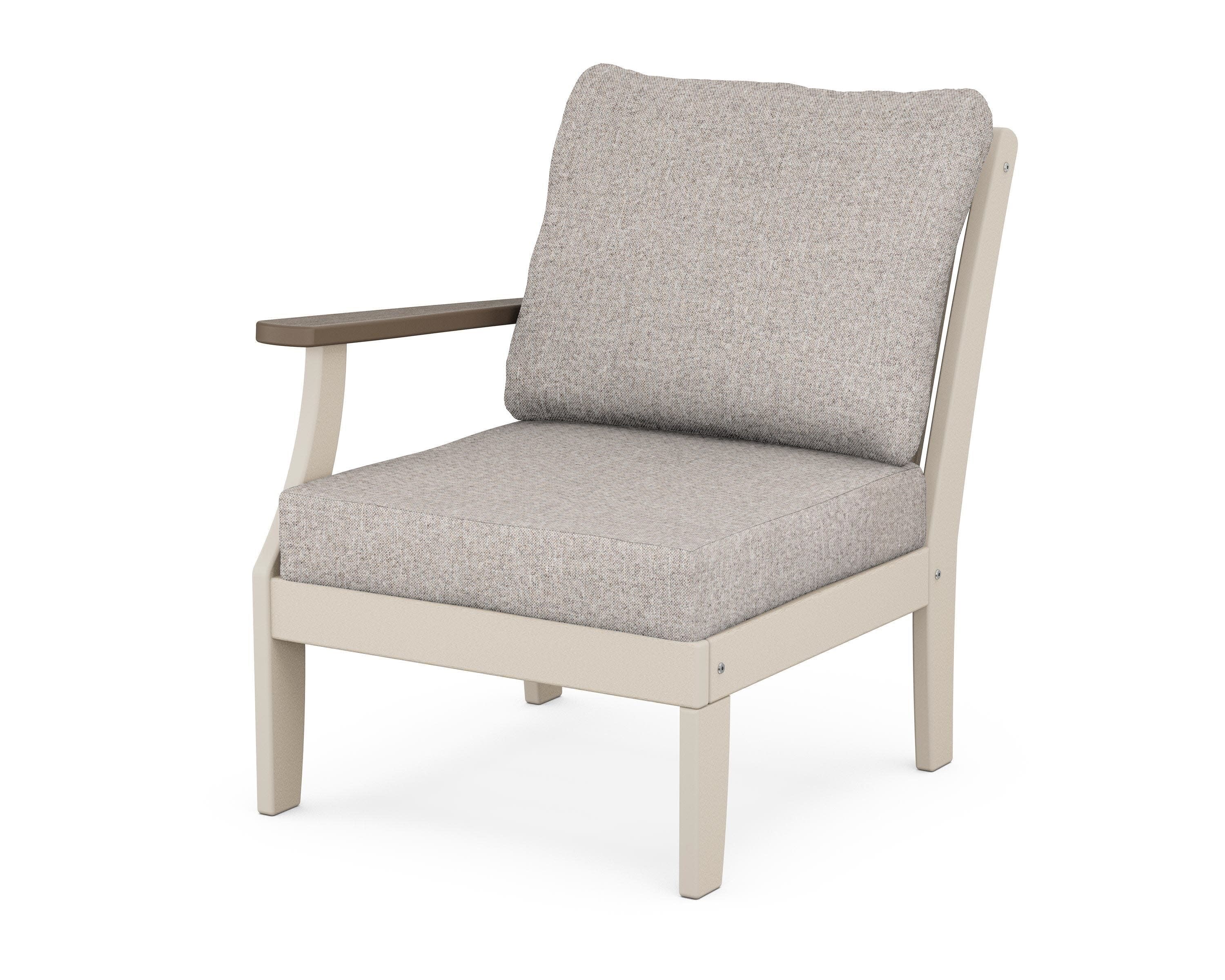 Braxton Modular Left Arm Chair in Sand / Kona / Weathered Tweed